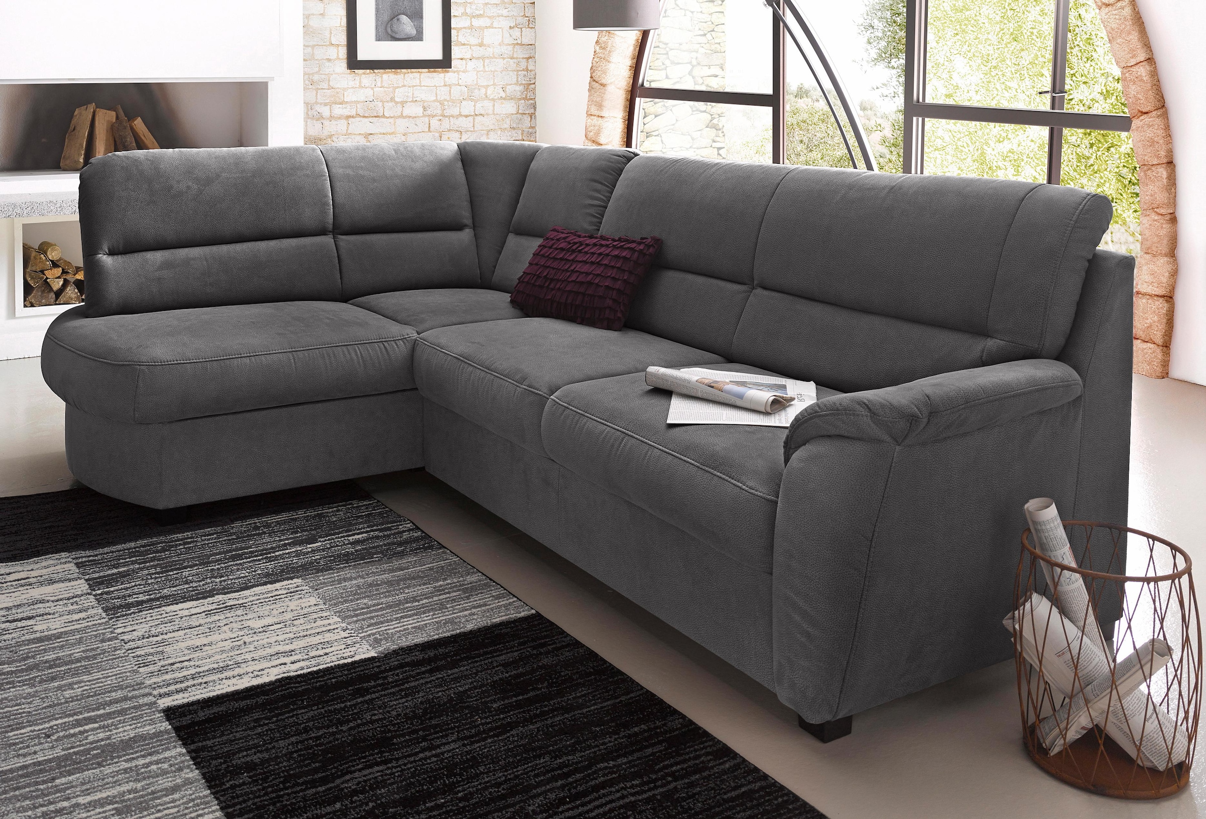 sit&more Ecksofa »Pandora L-Form«, wahlweise mit Bettfunktion und Bettkasten