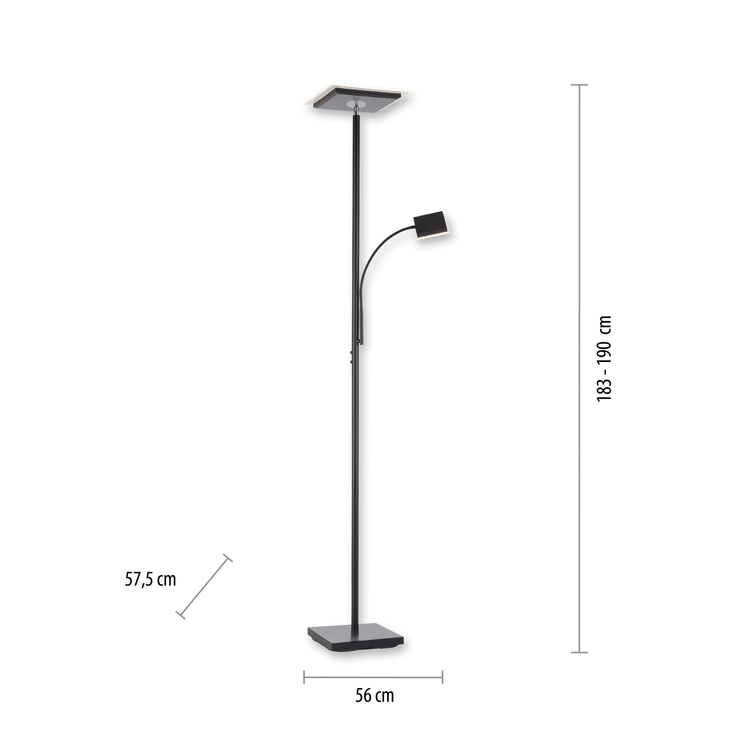 JUST LIGHT Stehlampe »HANS«, 2 flammig, Leuchtmittel LED-Board-LED-Board | LED fest integriert-LED fest integriert, LED, dimmbar über Touchdimmer, Schalter, Touchschalter