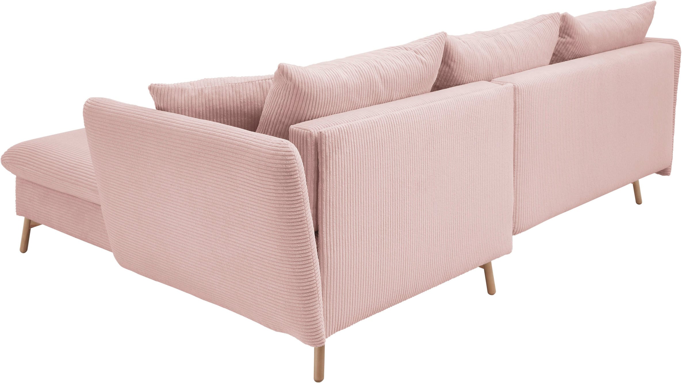 andas Ecksofa »MERLE, 258 cm, L-Form, traumhafter Cord,«, mit Bettfunktion und Bettkasten, Liegefläche 224 x 139