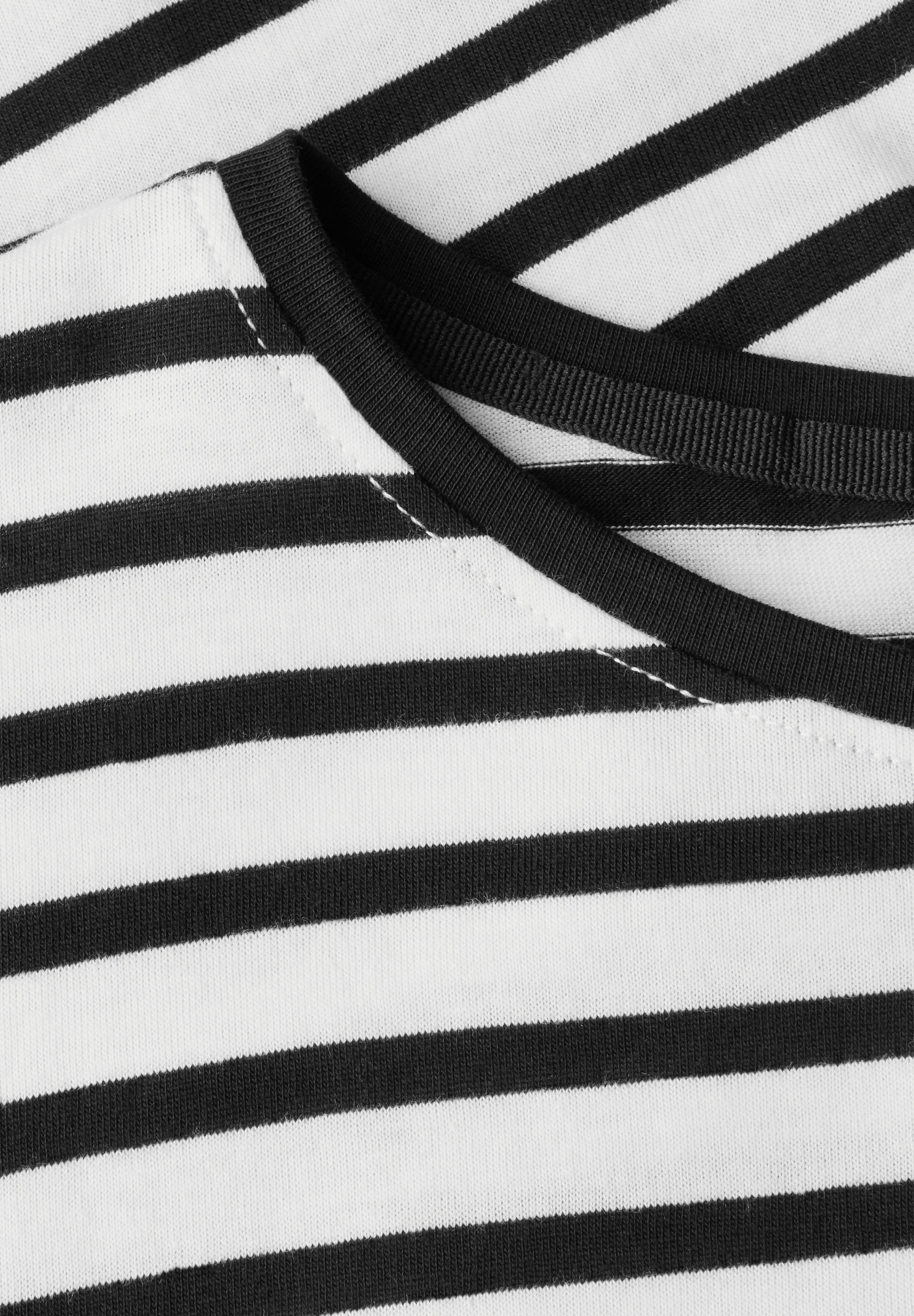 STREET ONE Kurzarmshirt, im Streifen-Look mit Wording