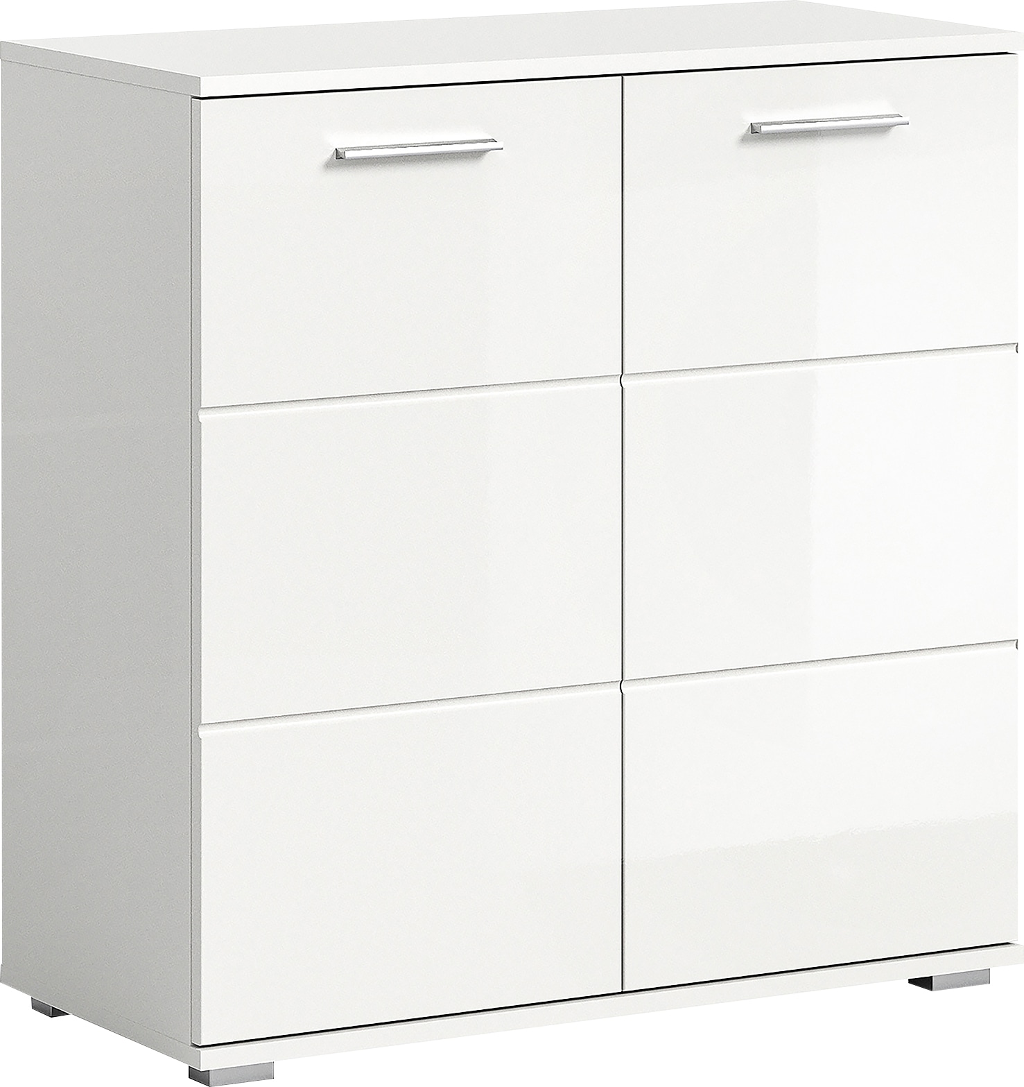 INOSIGN Kommode »Valge, Breite 80 cm, 2 Türen, 2 Einlegeböden, 3 Fächer«, Front-Rillenfräsung, Schuhkommode, Anrichte, Schrank, Sideboard