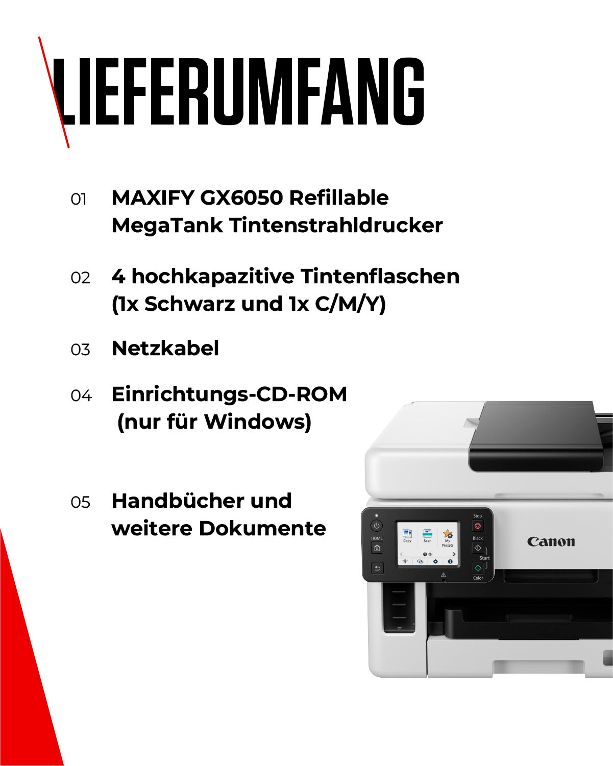 Canon Tintenstrahldrucker »MAXIFY GX6050«, MegaTank Drucker mit nachfüllbaren Tintentanks