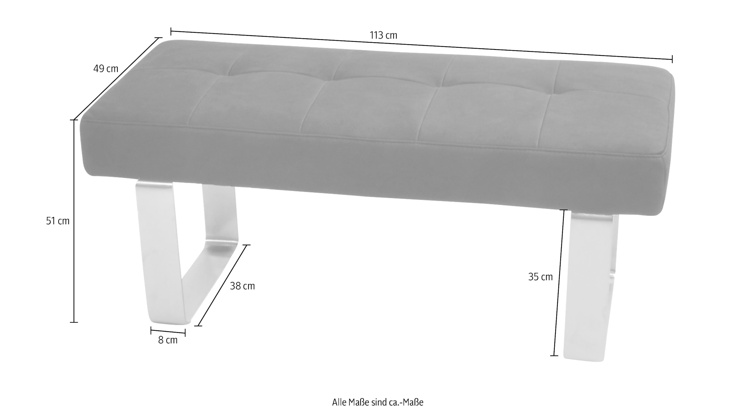 K+W Komfort & Wohnen Hockerbank »Santos II«, Sitzpolsterung aus hochwertigem Kaltschaum, Breite ca. 113 cm