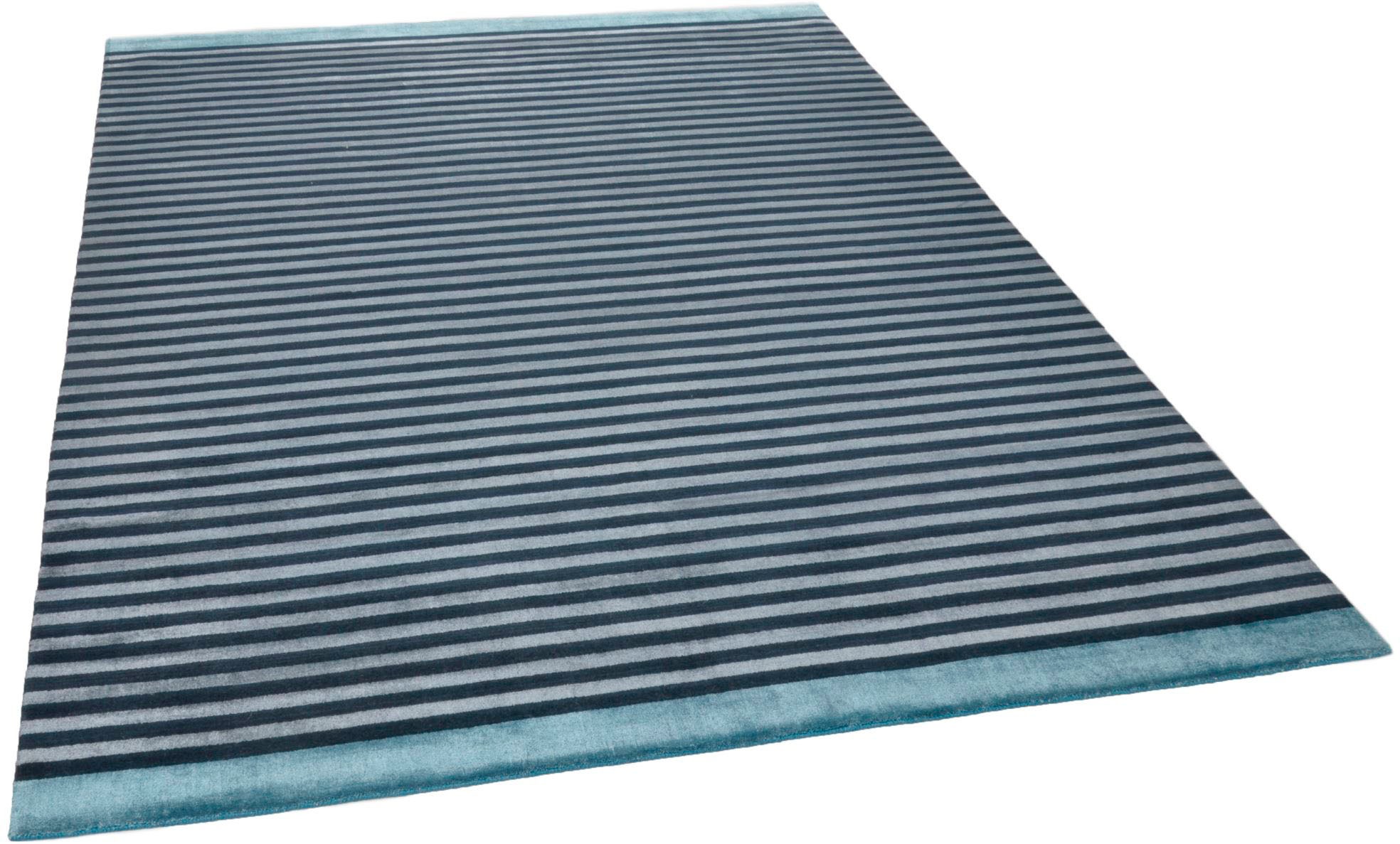 THEKO Teppich »Miami 3286«, rechteckig, 8 mm Höhe, Handweb Teppich, gestreift, handgewebt, aus Viskose & Wolle