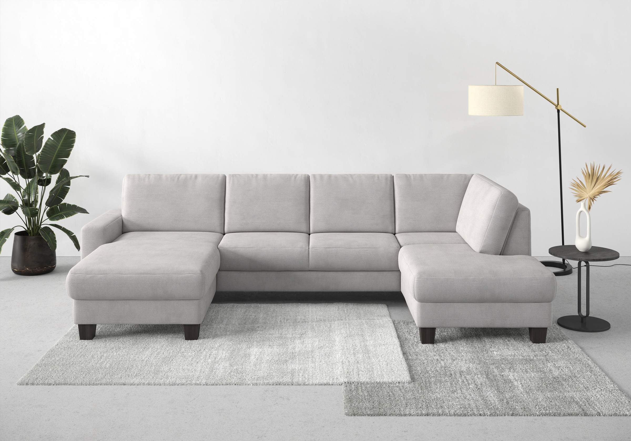 Home affaire Wohnlandschaft »Summer U-Form«, mit oder ohne Bettfunktion und Bettkasten, wengefarbene Holzfüße