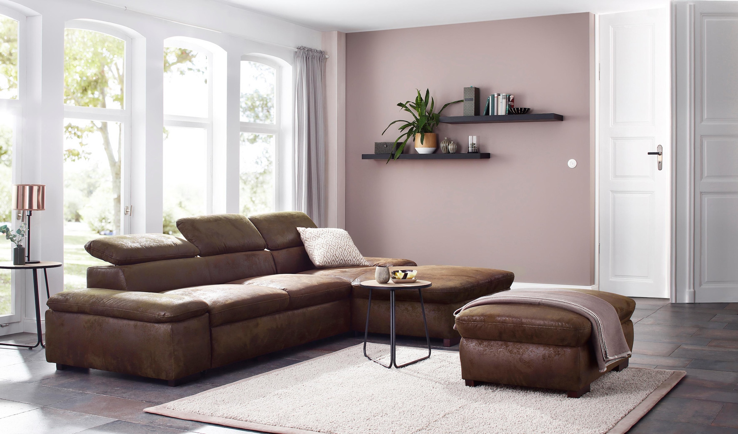 Home affaire Ecksofa »Alberto L-Form«, mit Kopfteilverstellung, wahlweise mit Bettfunktion