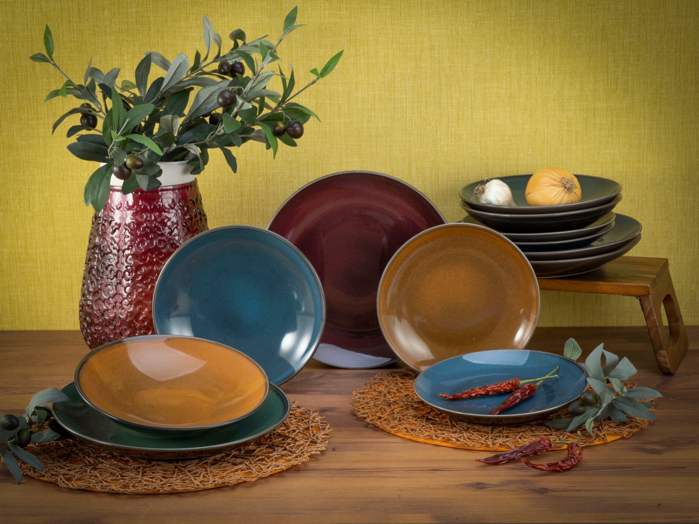CreaTable Tafelservice »Geschirr-Set Marrakesch«, (Set, 12 tlg., Teller Set für 4 Personen), Service, mit Vintage Aussenrand, 12 Teile, für 4 Personen
