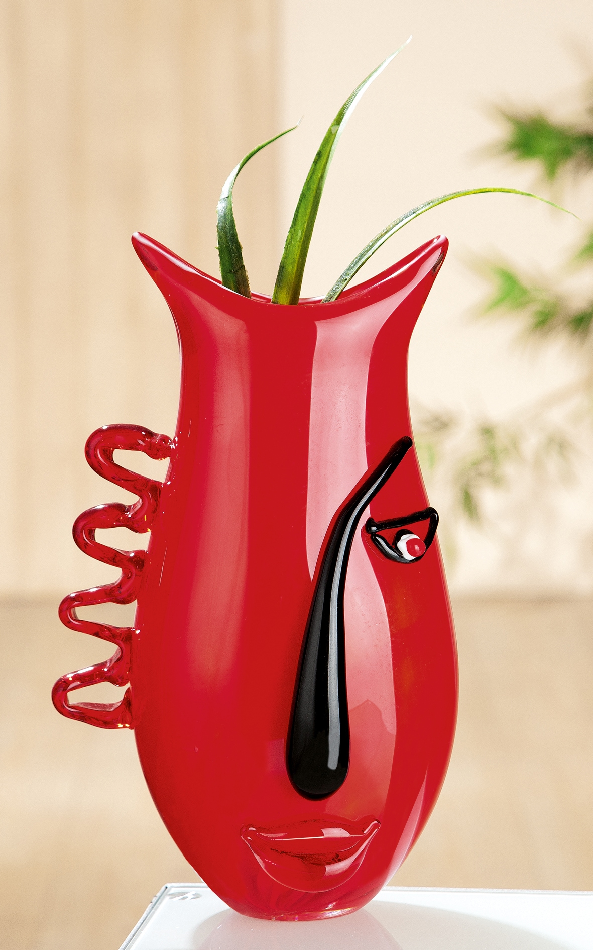 GILDE GLAS art Tischvase »Red Vista«, (1 St.), aus Glas, Höhe ca. 33 cm günstig online kaufen