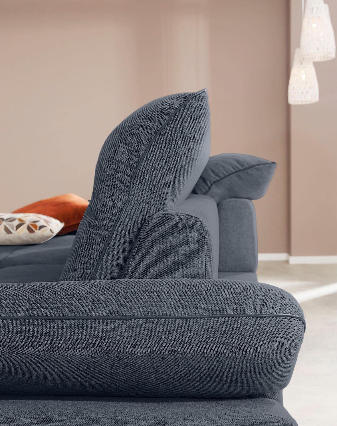 W.SCHILLIG Ecksofa »enjoy&MORE, mit tollem Sitzkomfort, elegant und bequem, L-Form«, mit Sitztiefenverstellung, Füße silber matt, Breite 294 cm