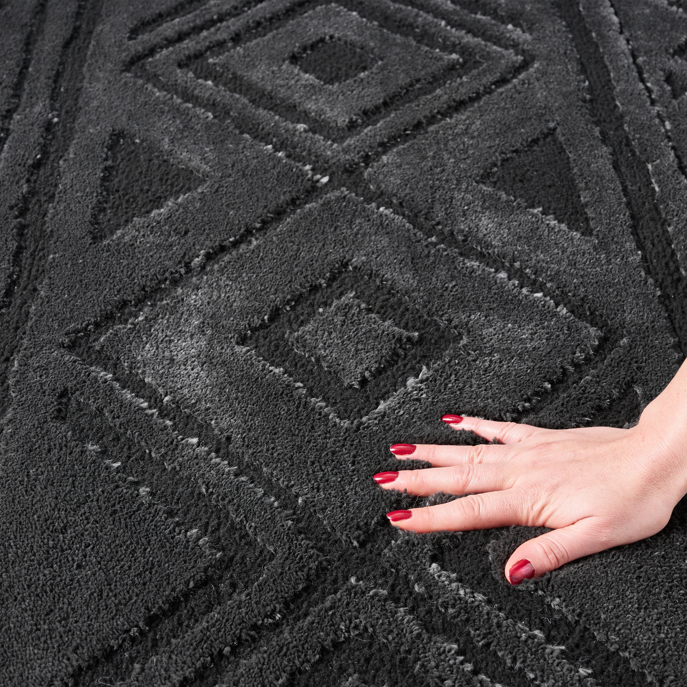 my home Teppich »Bonvo« rechteckig 19 mm Höhe mit Fransen, Hoch-Tief-Struktur, Wohnzimmer, Schlafzimmer, Boho-Style