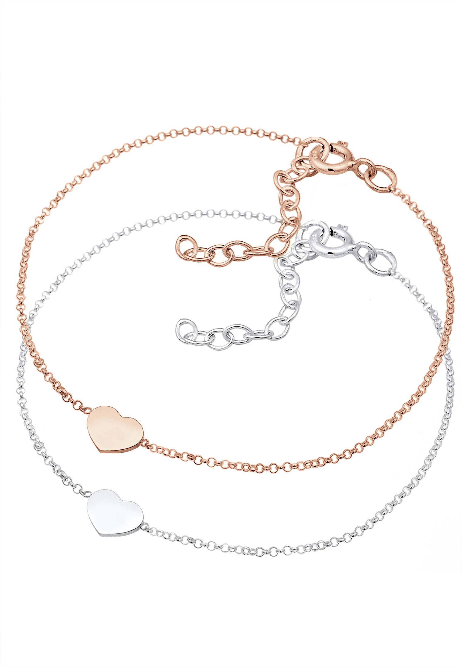 Elli Armband Set »Herz Paar Freundschaft Bi-Color 925er Silber«