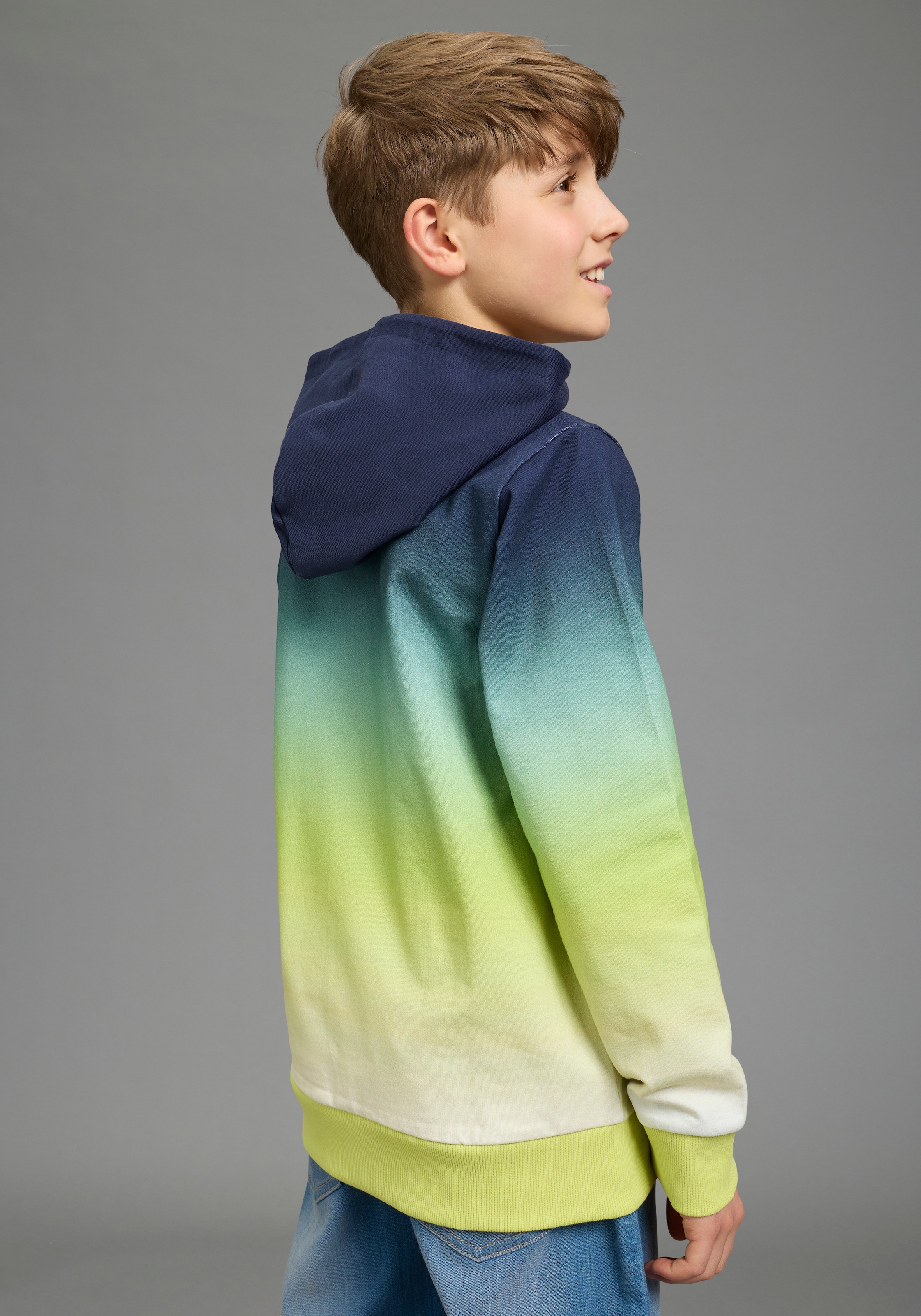 KangaROOS Kapuzensweatshirt »Kapuzenweatshirt mit Batik-Optik«, für Jungen, mit Kapuze, mit Batikmuster, aus Baumwolle
