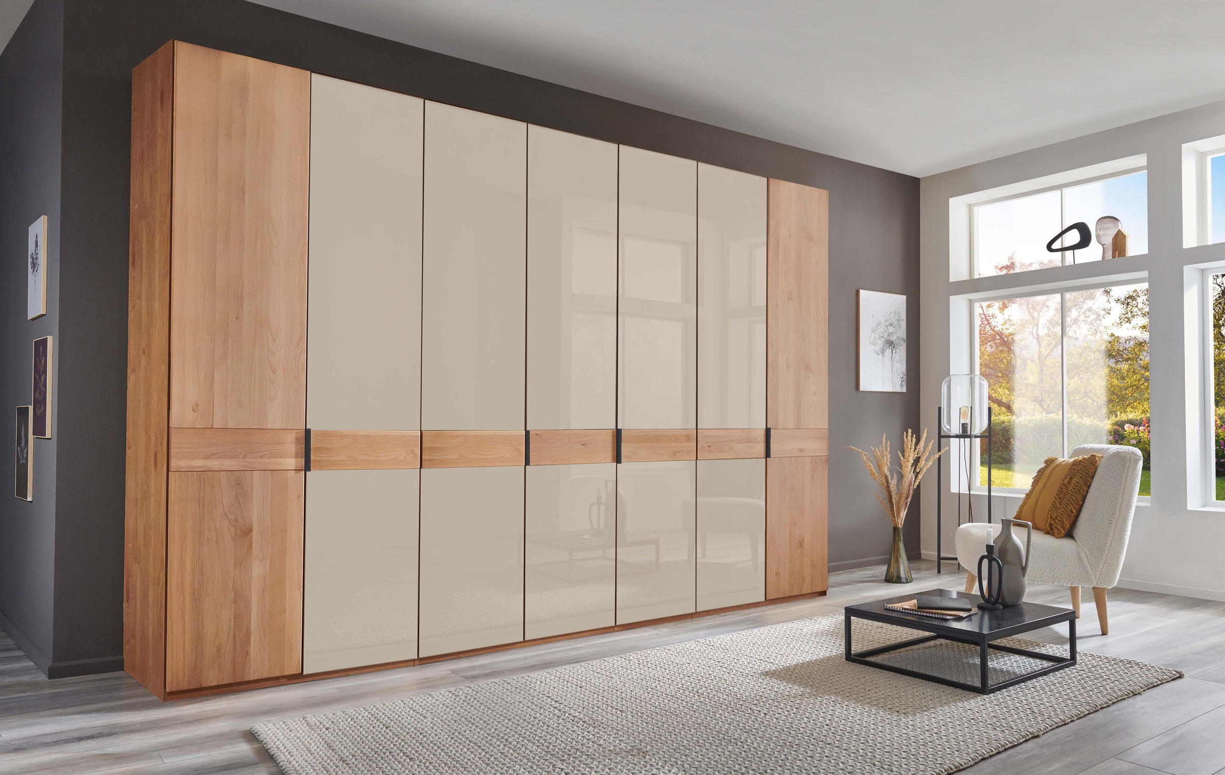 WIEMANN Kleiderschrank "Cardiff, Massivholztüren in Kombination mit Glas- o günstig online kaufen