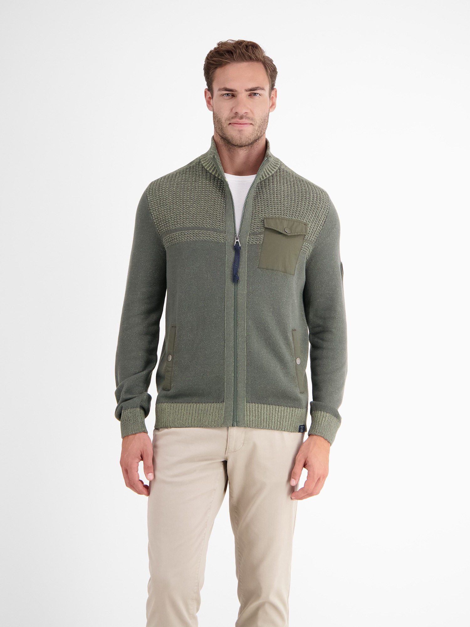 LERROS Strickjacke »LERROS Strickjacke mit unterschiedlichen Strickstrukturen«