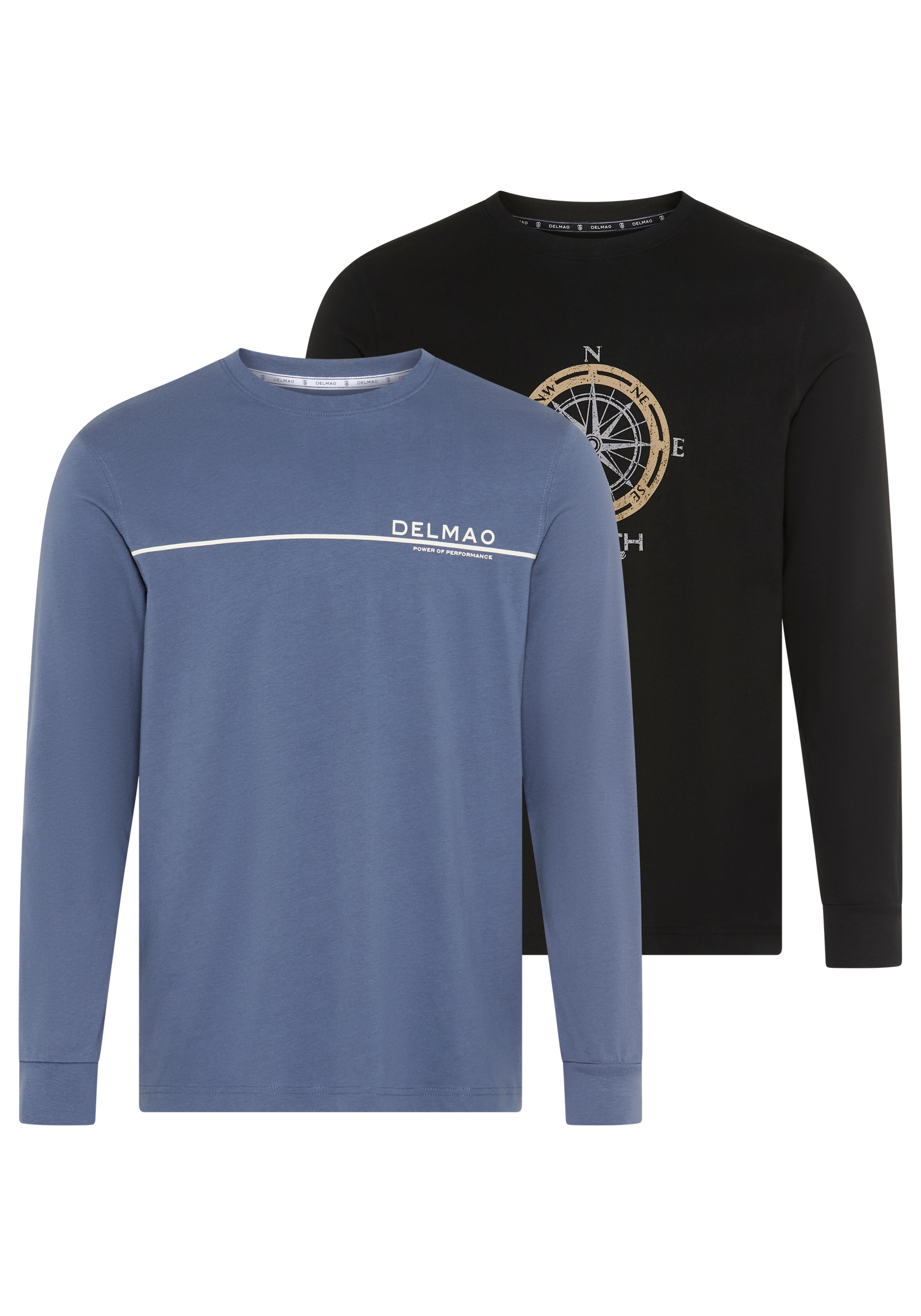 DELMAO Rundhalsshirt »Neue Kollektion« casual Stil, langarm, schmale Passform, mit Print
