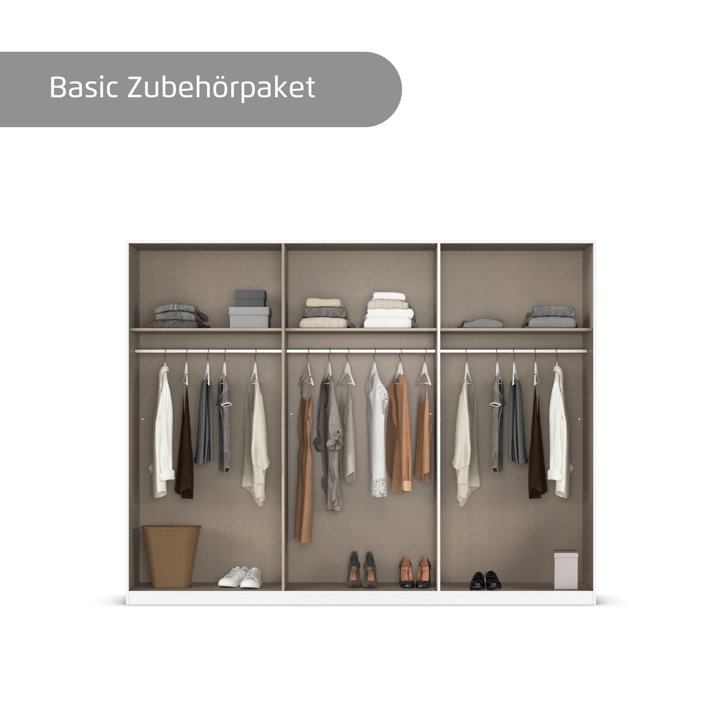 rauch Kleiderschrank »Drehtürenschrank Schrank Garderobe Wäscheschrank Schlafzimmer AVOLA«, (in 3 verschiedenen Ausstattungen BASIC/CLASSIC/PREMIUM), mit hochwertigen Stangengriffen in Schwarz aus Metall MADE IN GERMANY