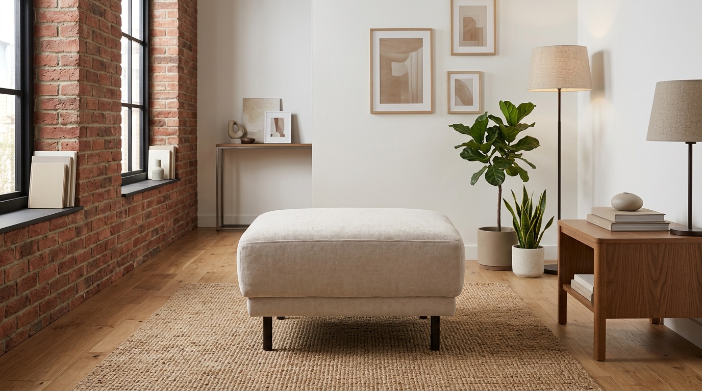 OTTO home Polsterhocker »Sveeva, 73x57 cm, schwarze Metallfüße« langlebiger Webstoff, viele Farben zur Auswahl