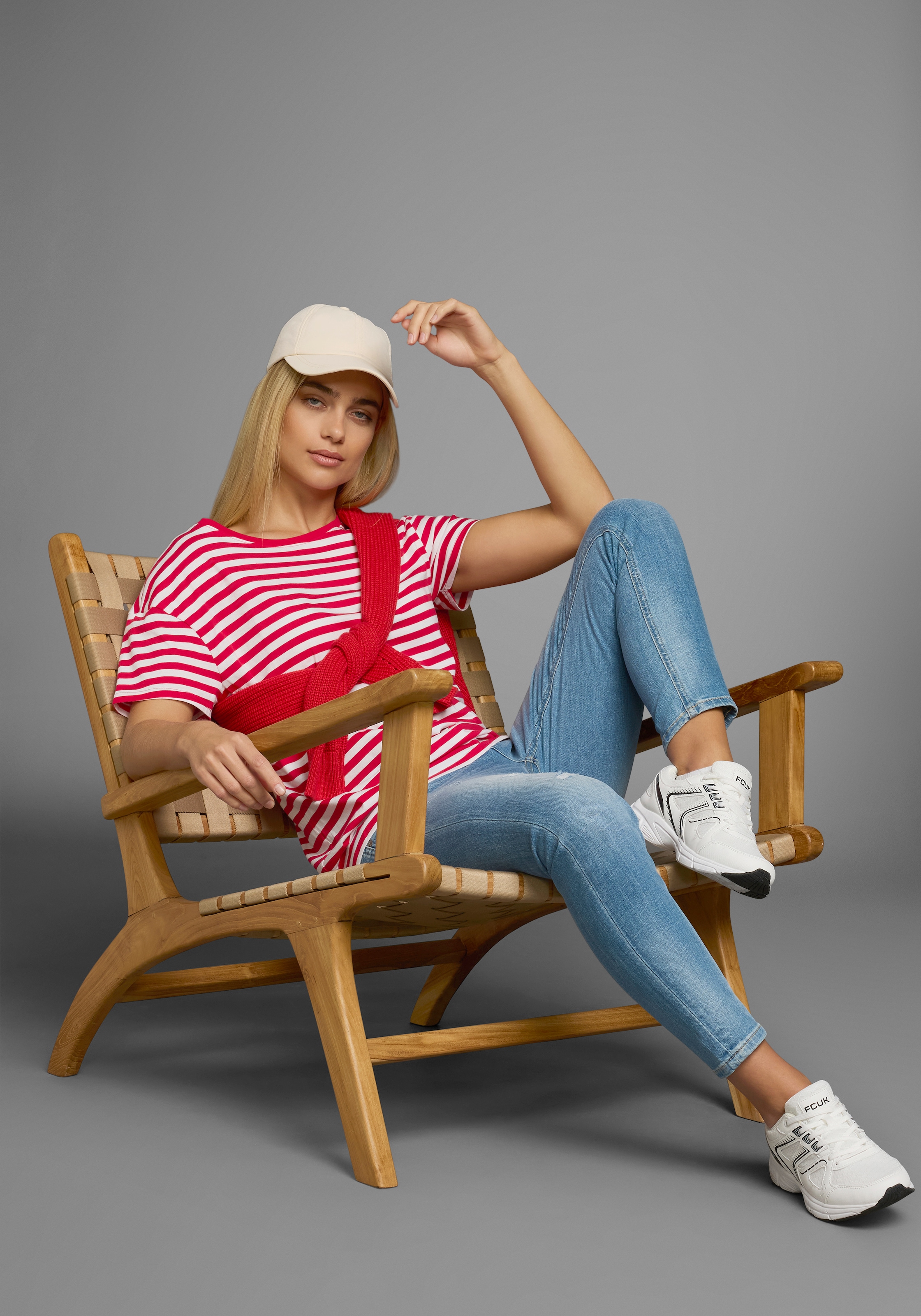 AJC T-Shirt Kurzarm,  taillierter Schnitt,  gestreift,  Rundhalsausschnitt