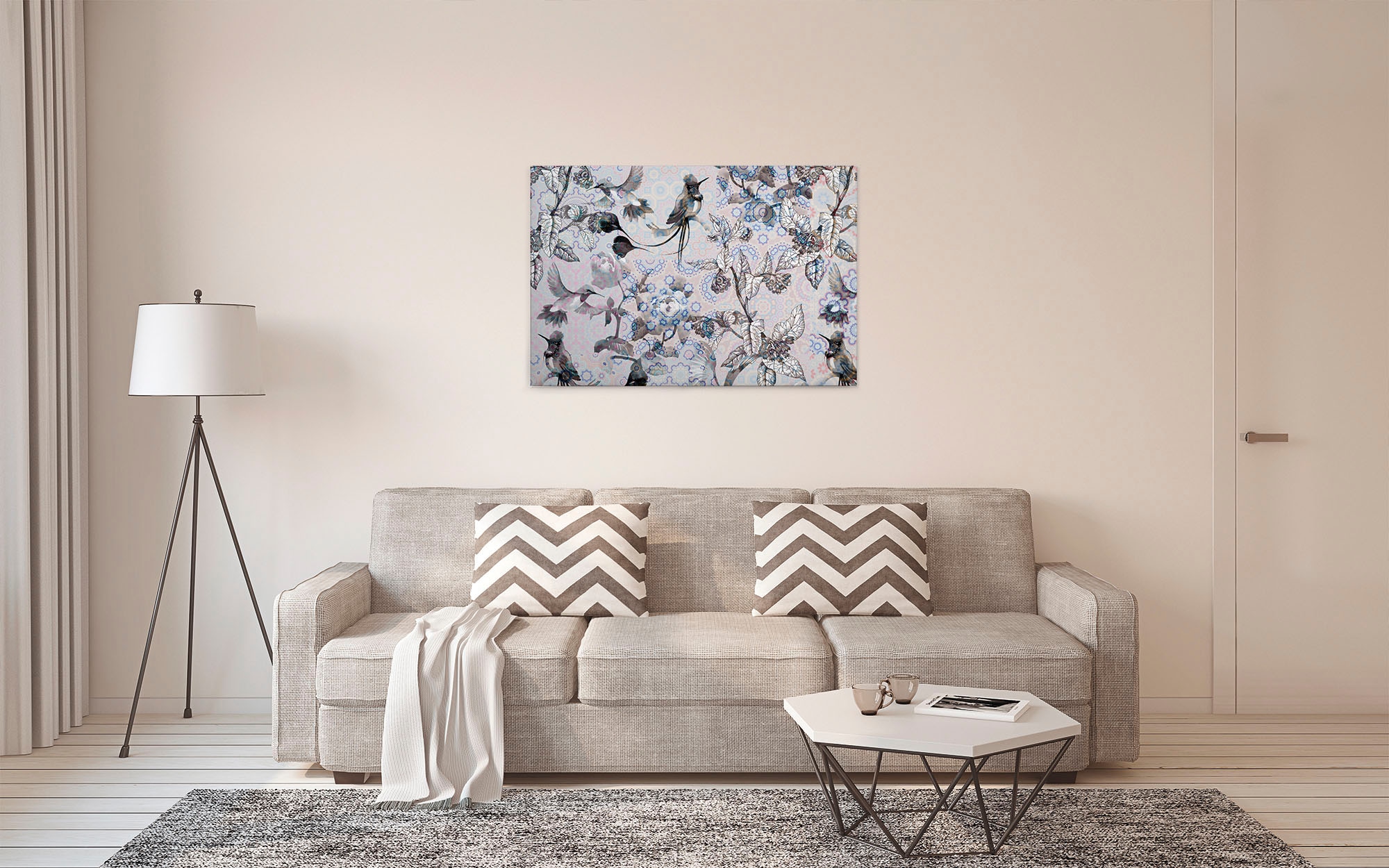 A.S. Création Leinwandbild »exotic mosaic 3«, Kunst-Vögel-Kinder, (1 St.), Mosaik Keilrahmen Floral Blumen Vögel Leinwand-Bild Wohnzimmer modern