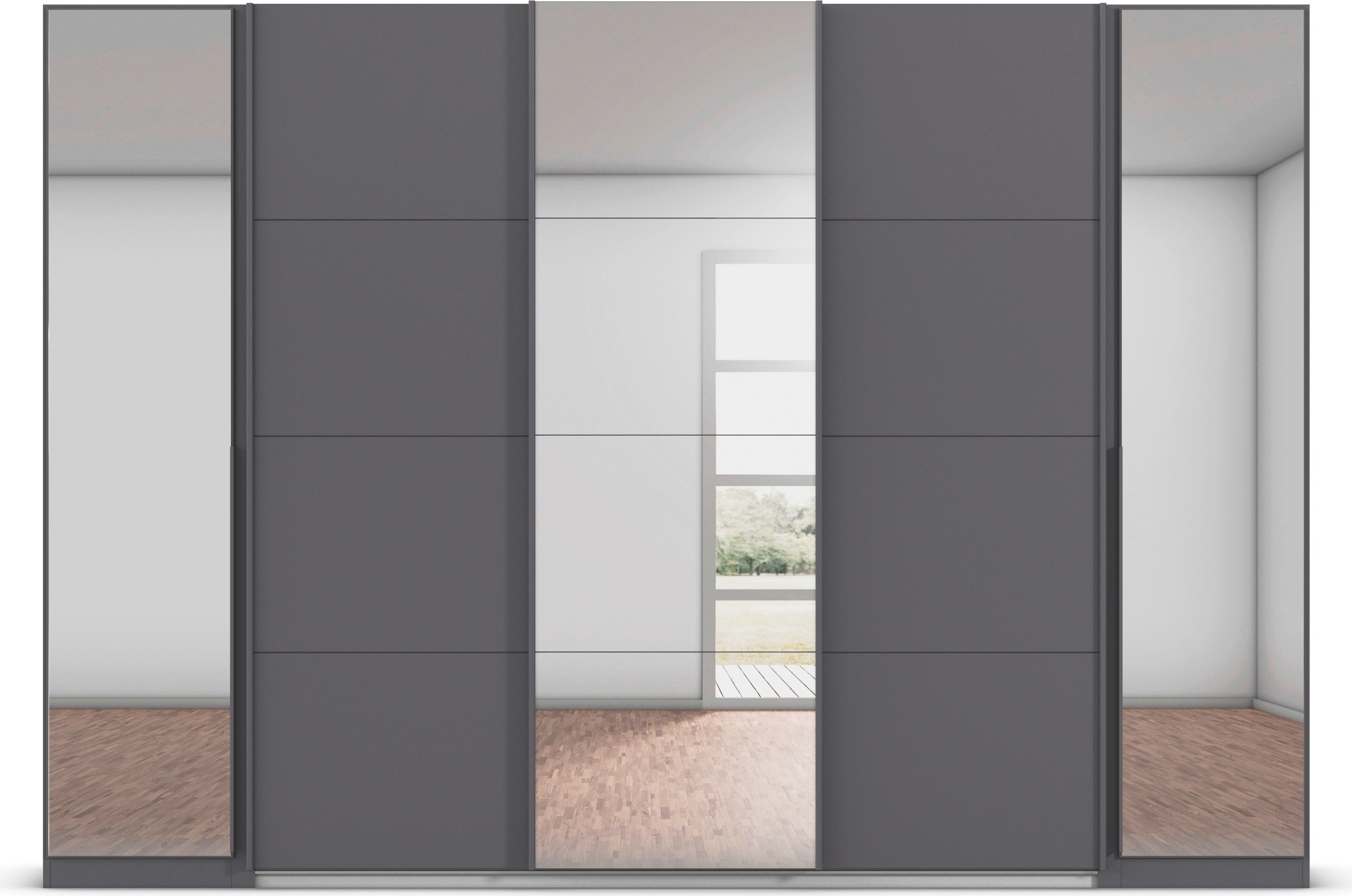 rauch Schwebetürenschrank »Agordo«, (im angesagten Mix aus Dreh- und Schwebetüren), durchdachte Innenausstattung, in zwei Griff-Farben MADE IN GERMANY