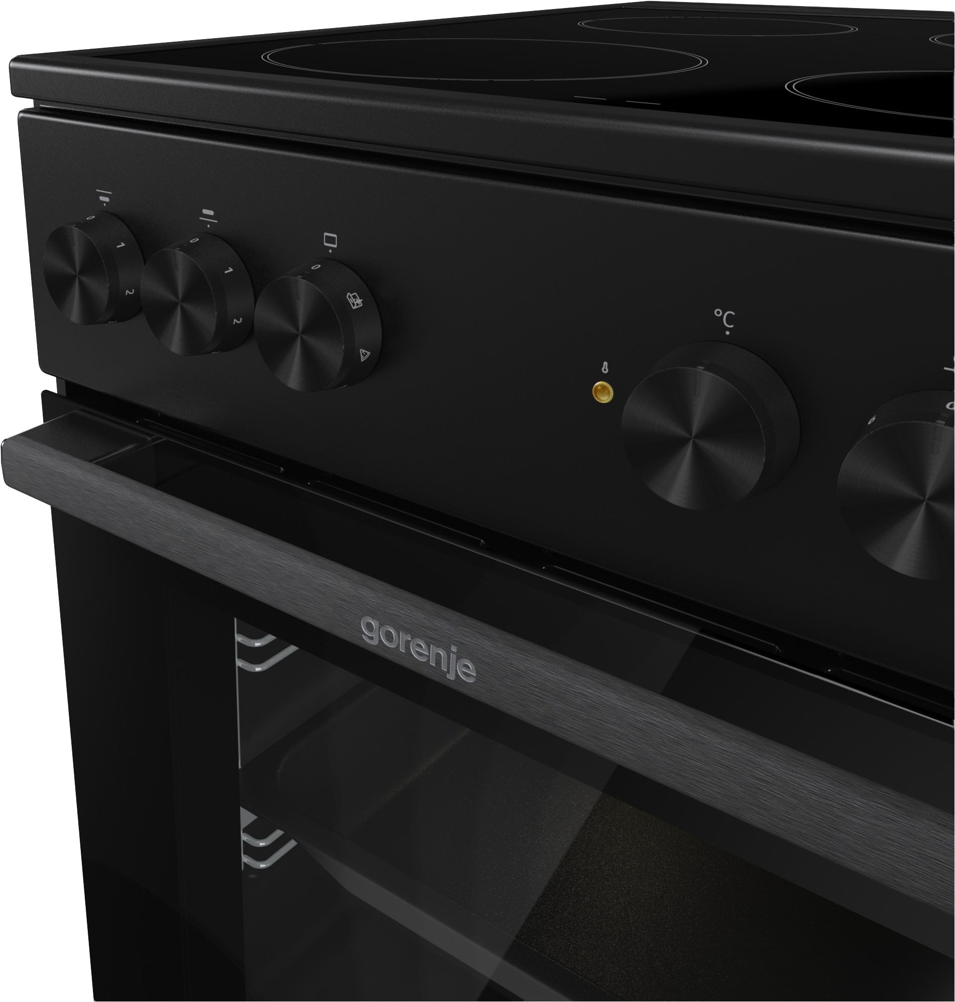 GORENJE Elektro-Standherd »GEC5A20BG« mit 1-fach-Teleskopauszug Aqua Clean 1 Stk. tlg. Black Design