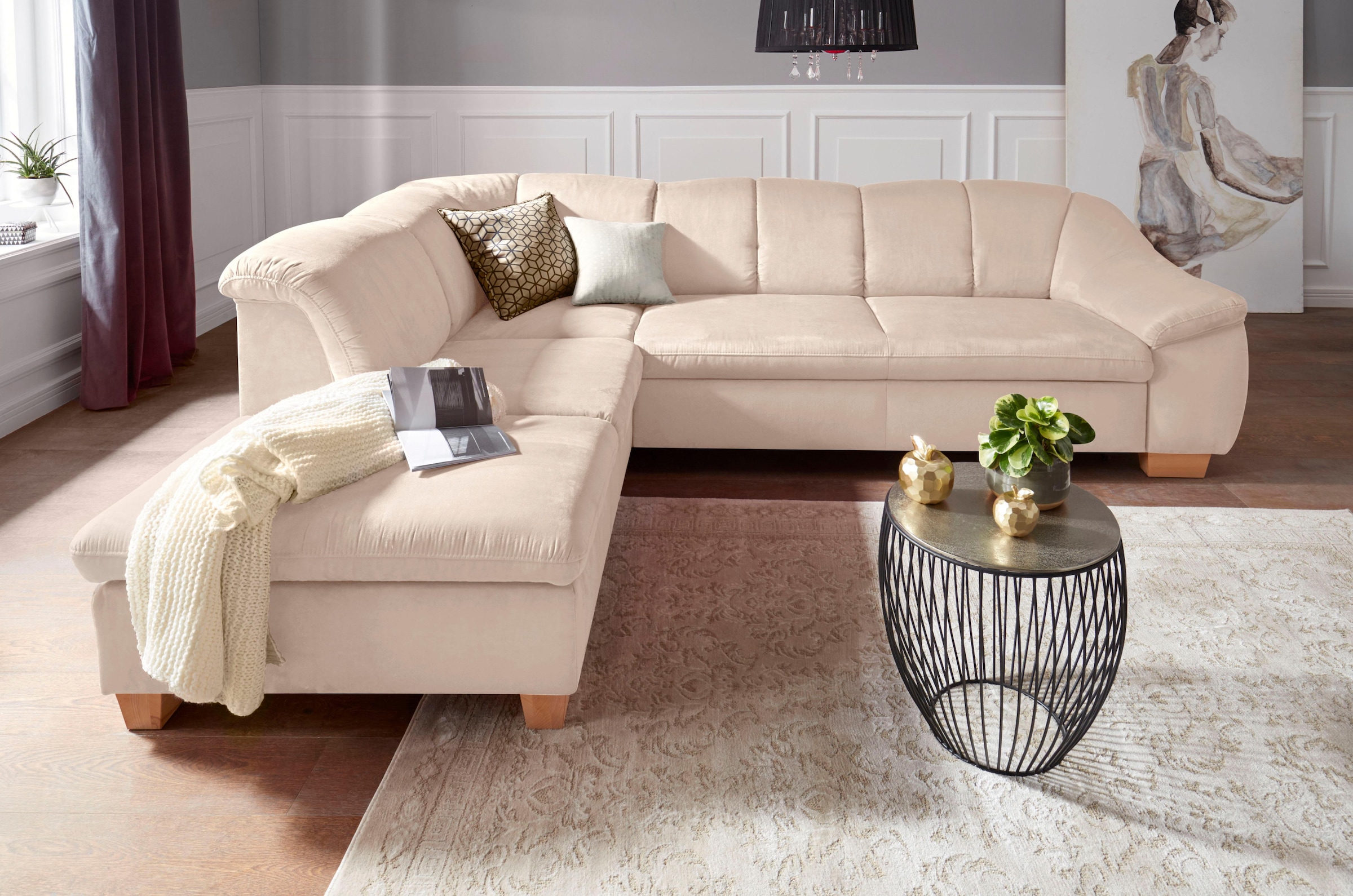 sit&more Ecksofa »Santo L-Form«, mit Federkern, wahlweise mit Bettfunktion günstig online kaufen