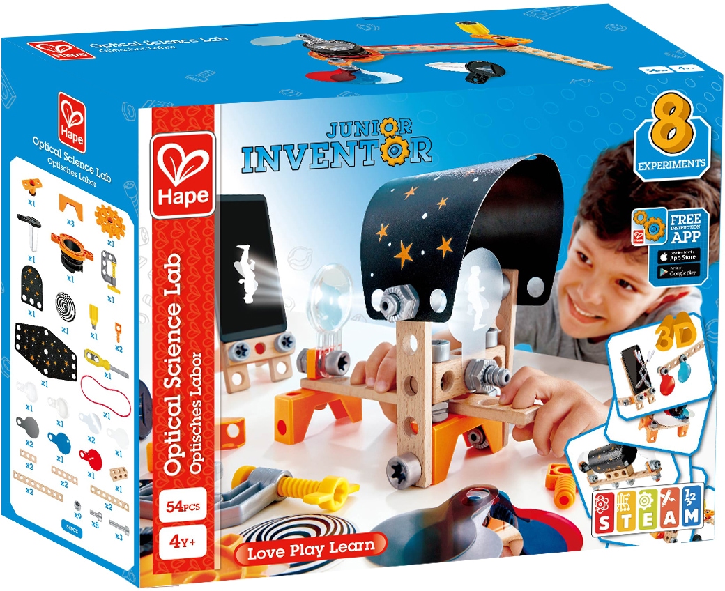 Hape Konstruktions-Spielset »Junior Inventor Optisches Labor«, (54 St.)