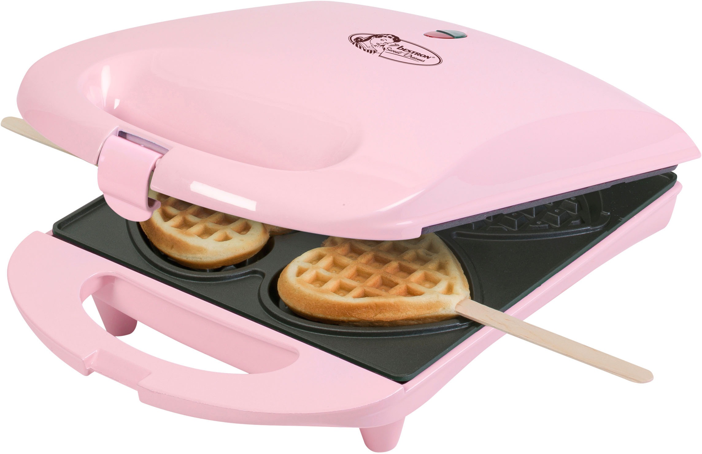 bestron Waffeleisen »DSW271 für Herzwaffeln am Stiel«, 780 W, für Herzwaffeln am Stiel, Retro Design