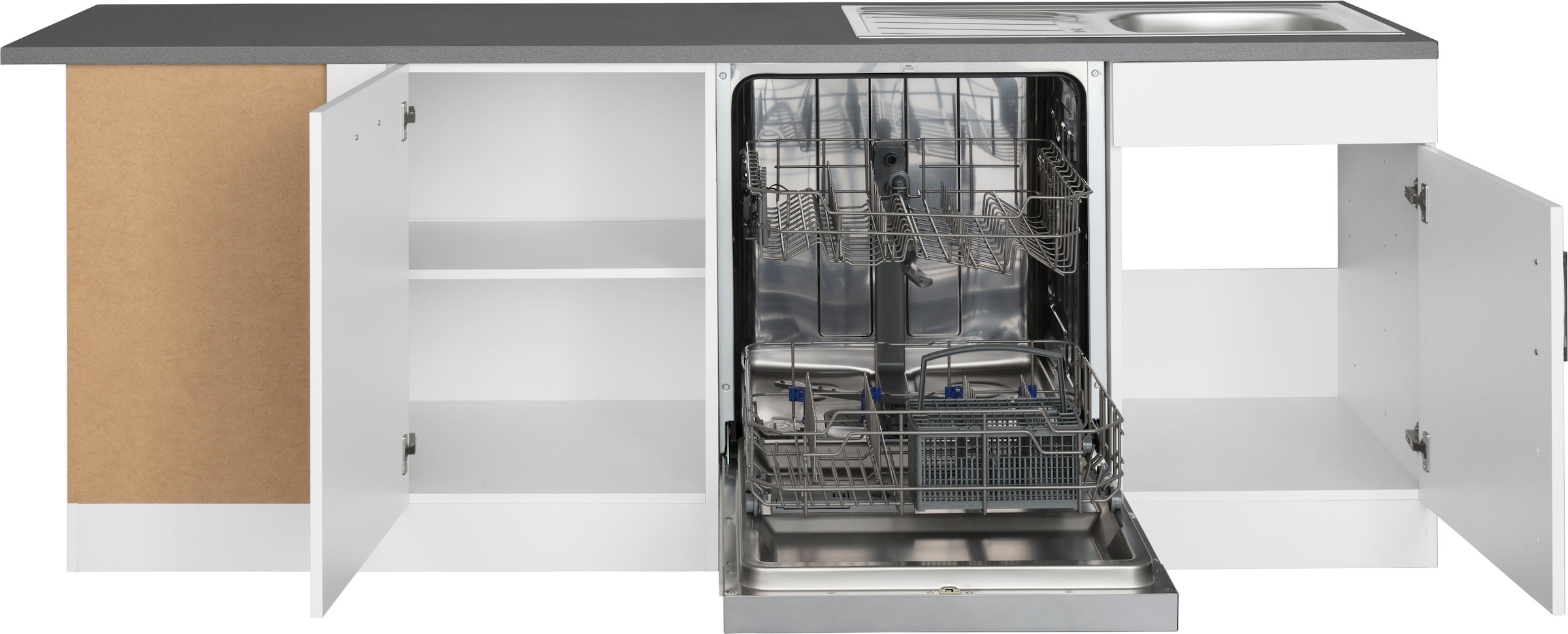 KOCHSTATION Küchenzeile »KS-Paris – Küchen mit einzigartigen Fotomotiven auf den Fronten« Stellbreite 290/220 cm, wahlweise mit E-Geräten und Induktion