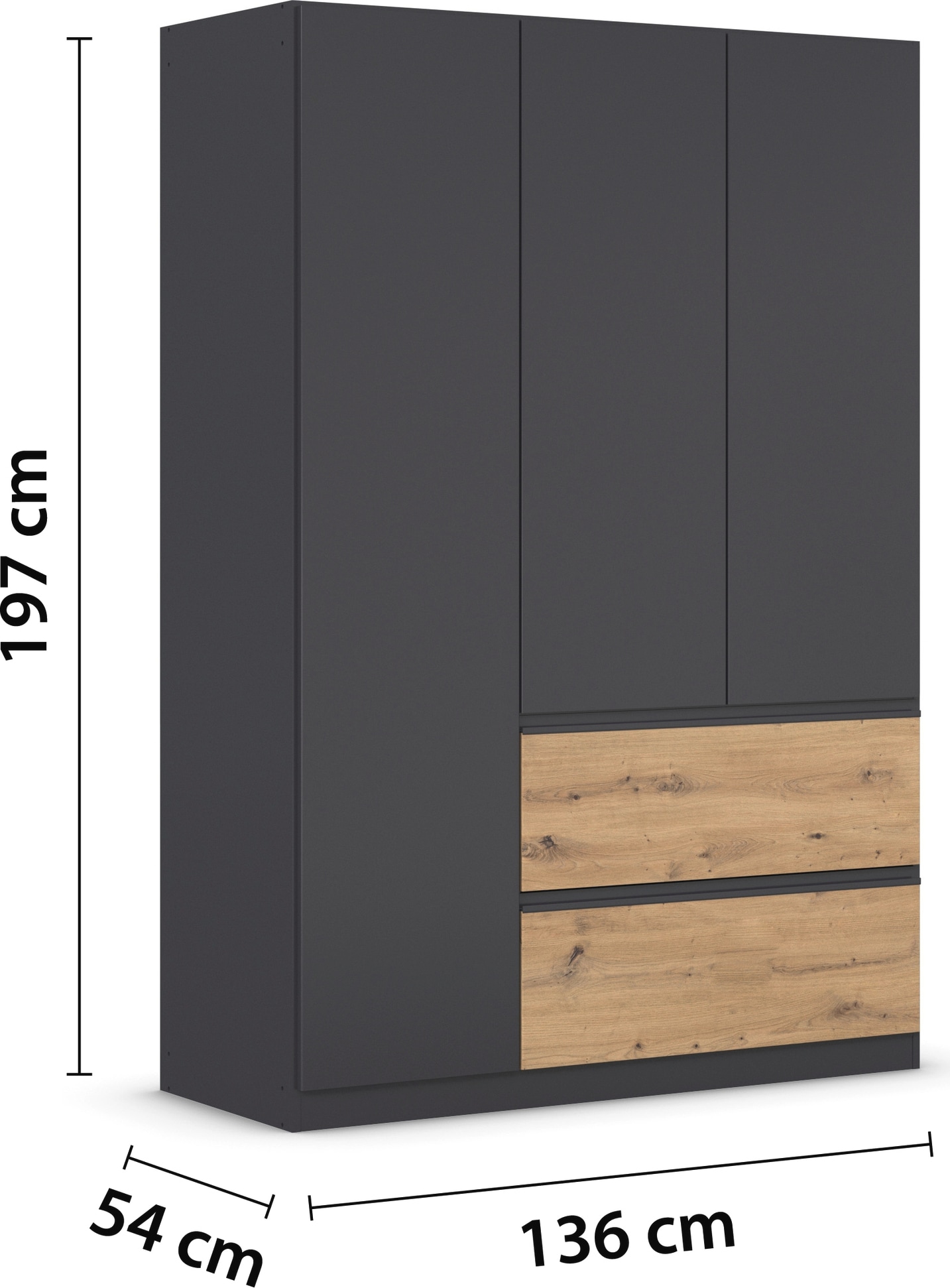 rauch Drehtürenschrank »Kleiderschrank Schrank Garderobe Wäscheschrank COSTA in 3 Breiten«, viel Platz, grifflose Front und Push-to-Open Funktion MADE IN GERMANY