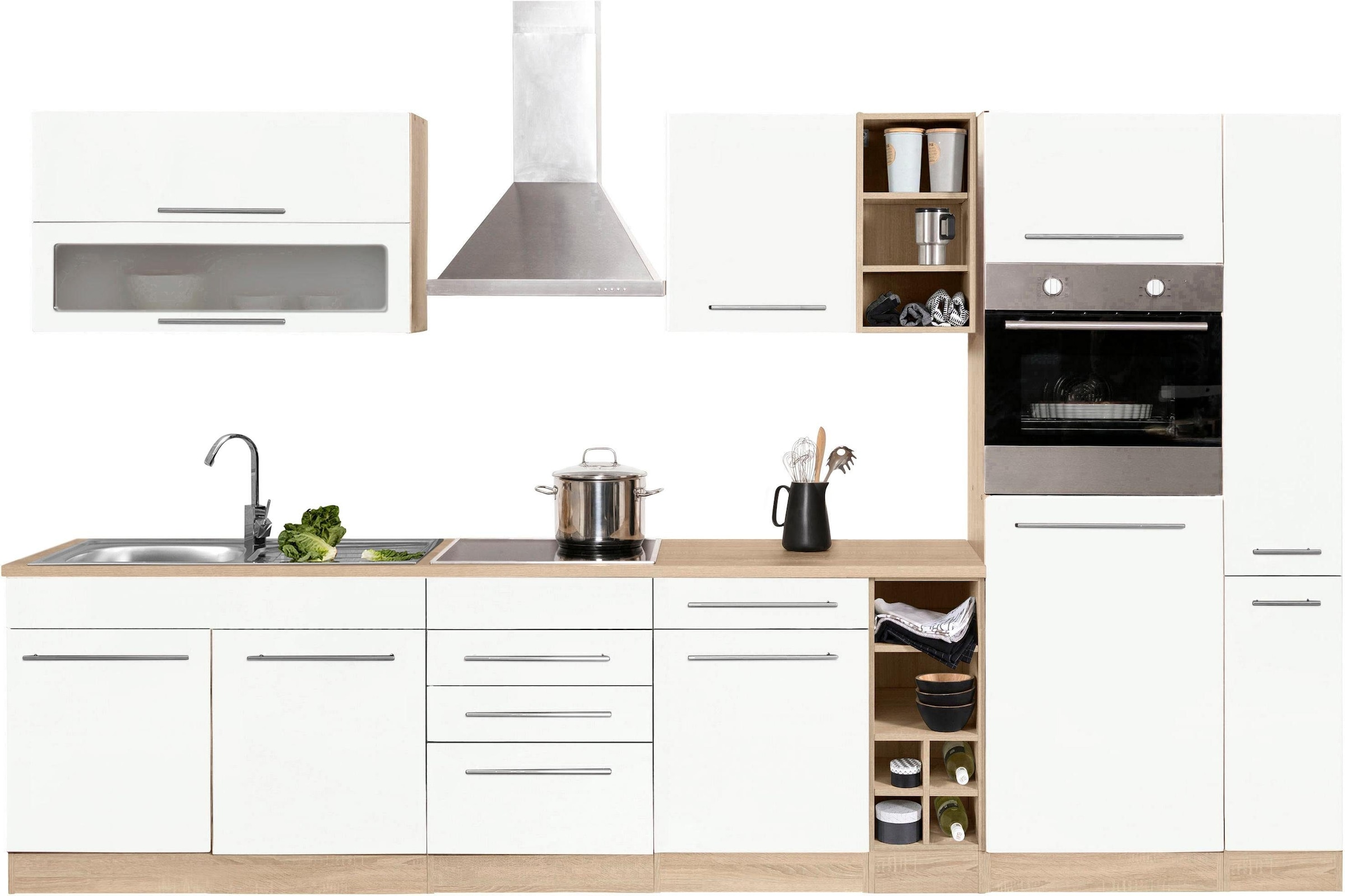 KOCHSTATION Küchenzeile »KS-Eton«, mit E-Geräten, Breite 330 cm