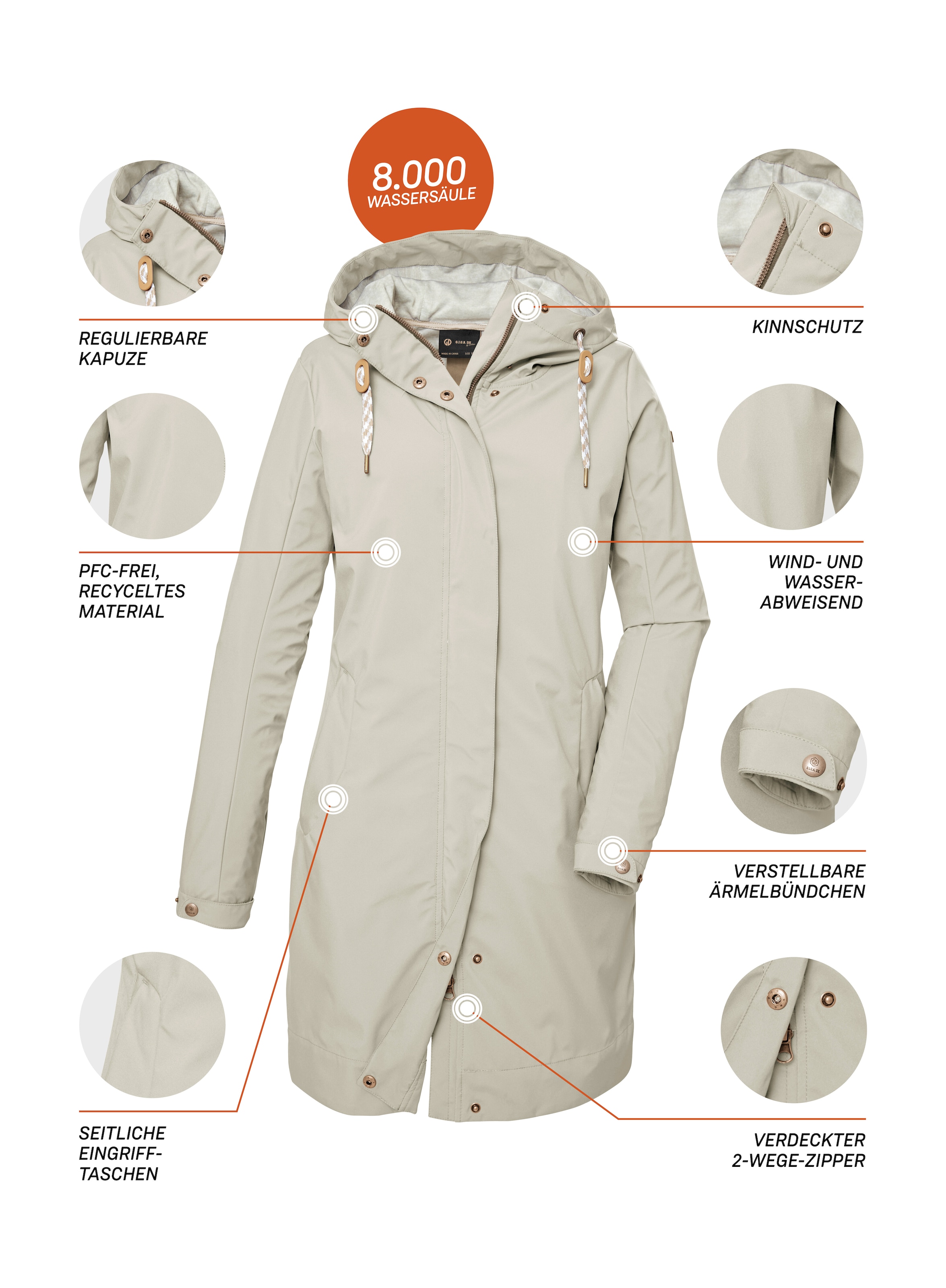 G.I.G.A. DX by killtec Softshellparka »GS 16 WMN SFTSHLL PRK«, Wasserdichter, atmungsaktiver Parka aus recycelten Materialien
