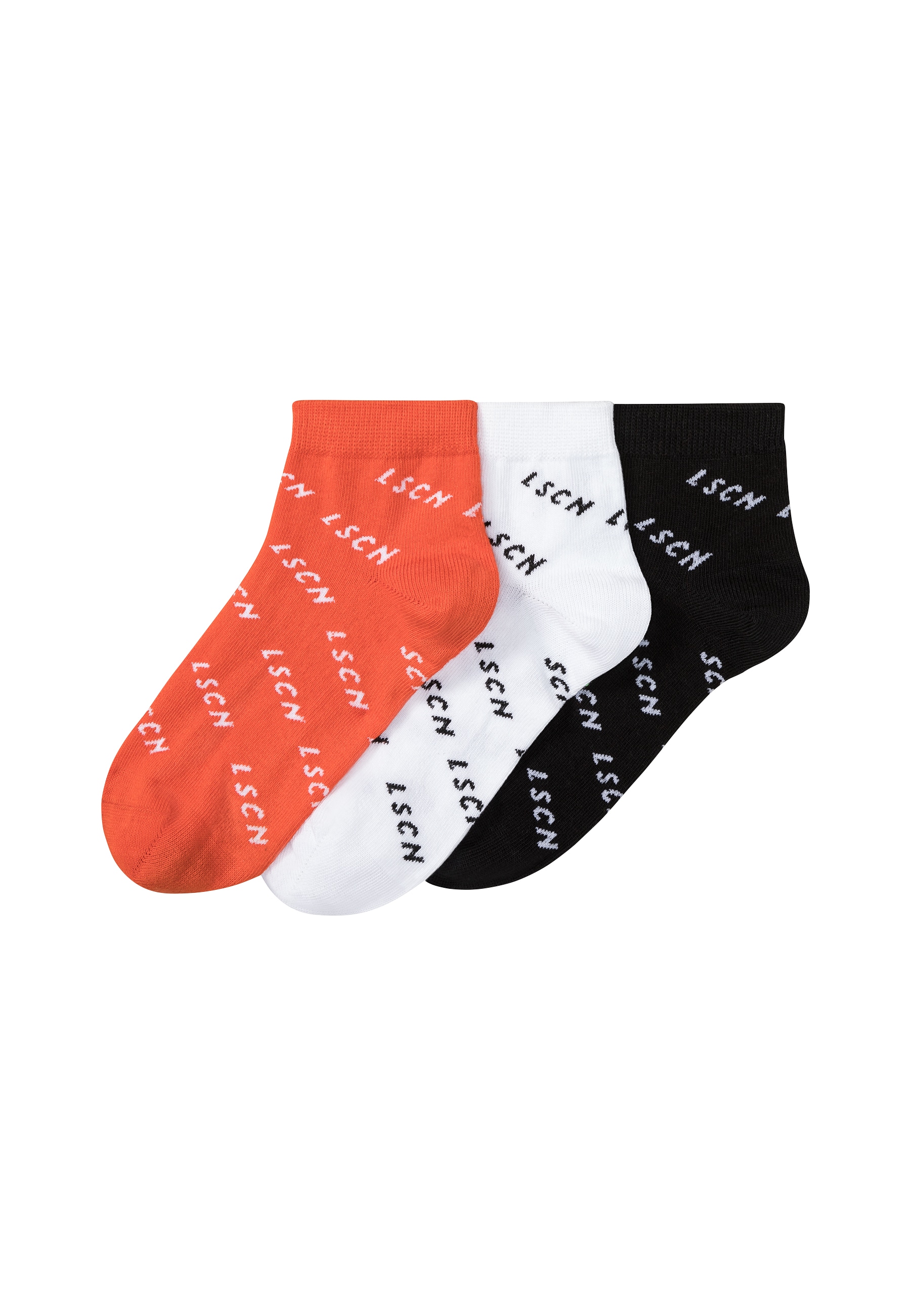 LSCN by LASCANA Kurzsocken, (Packung, 3 Paar), all over Logo Schriftzug