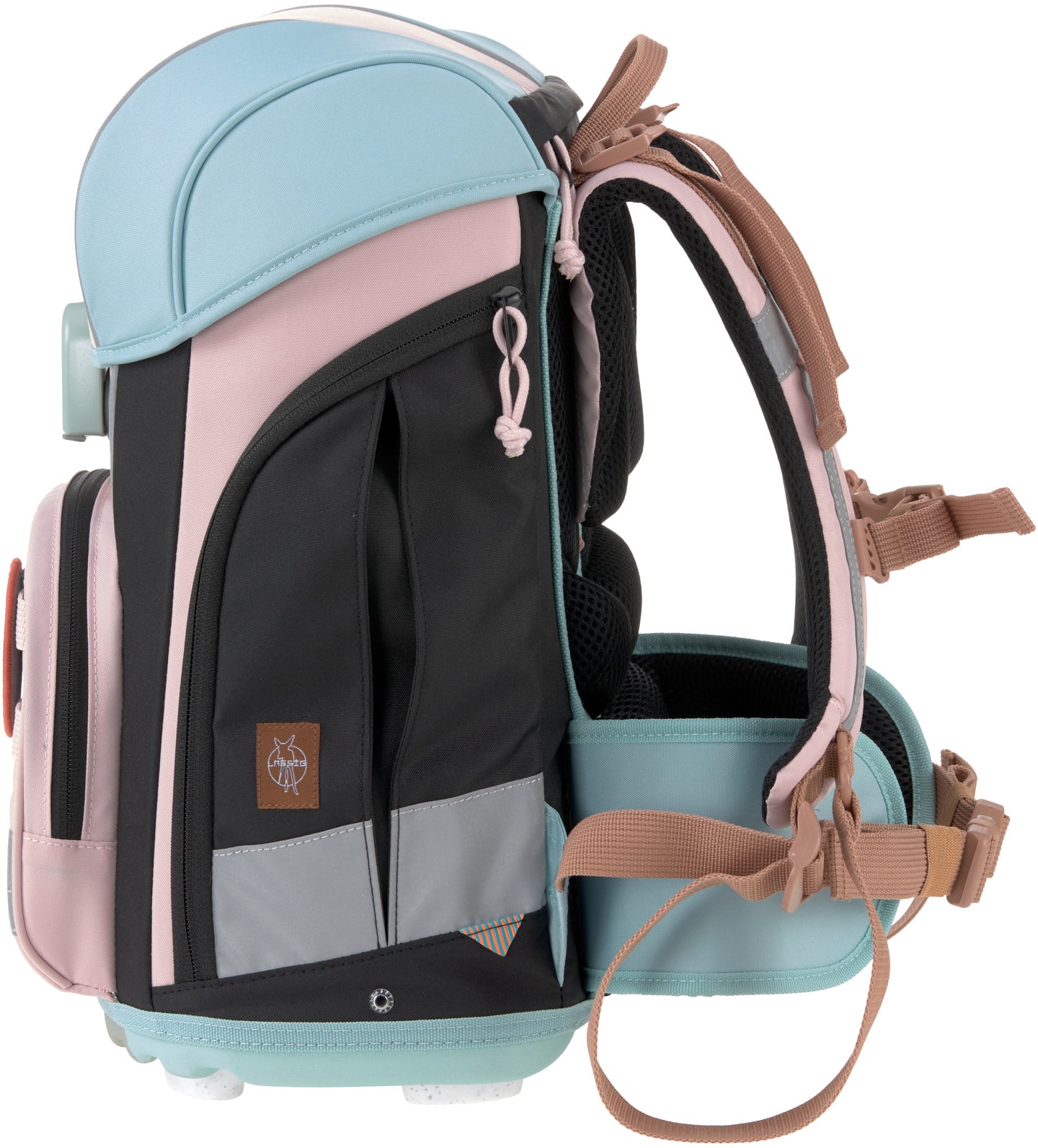 LÄSSIG Schulranzen »Unique, Boxy, Rose Blue Black«, Reflektoren, PETA-approved vegan; aus recyceltem Material
