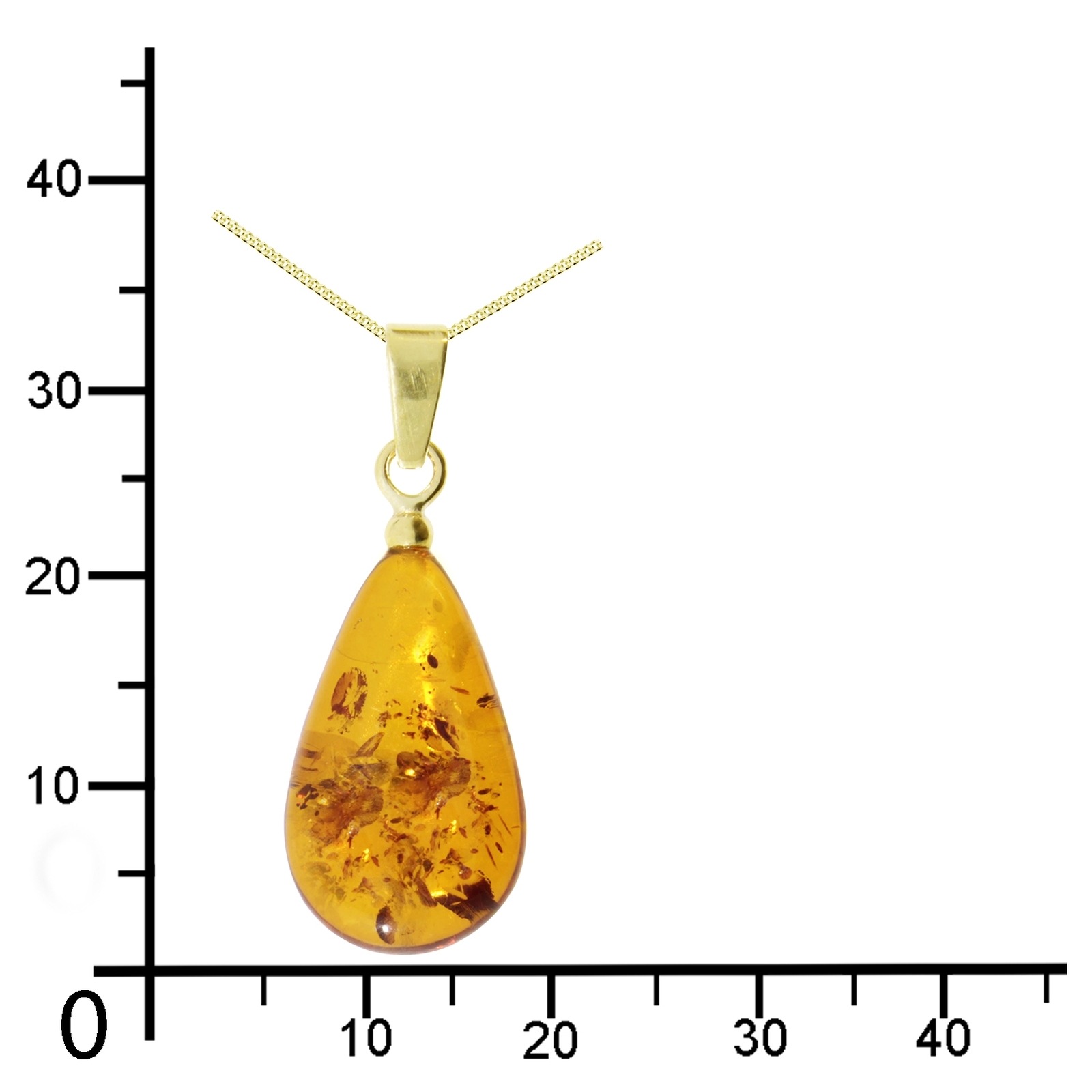 OSTSEE-SCHMUCK Kette mit Anhänger »Ostsee-Schmuck Kette mit Anhänger Tropfen flach, ca. 17 mm lang«, (2 tlg.)