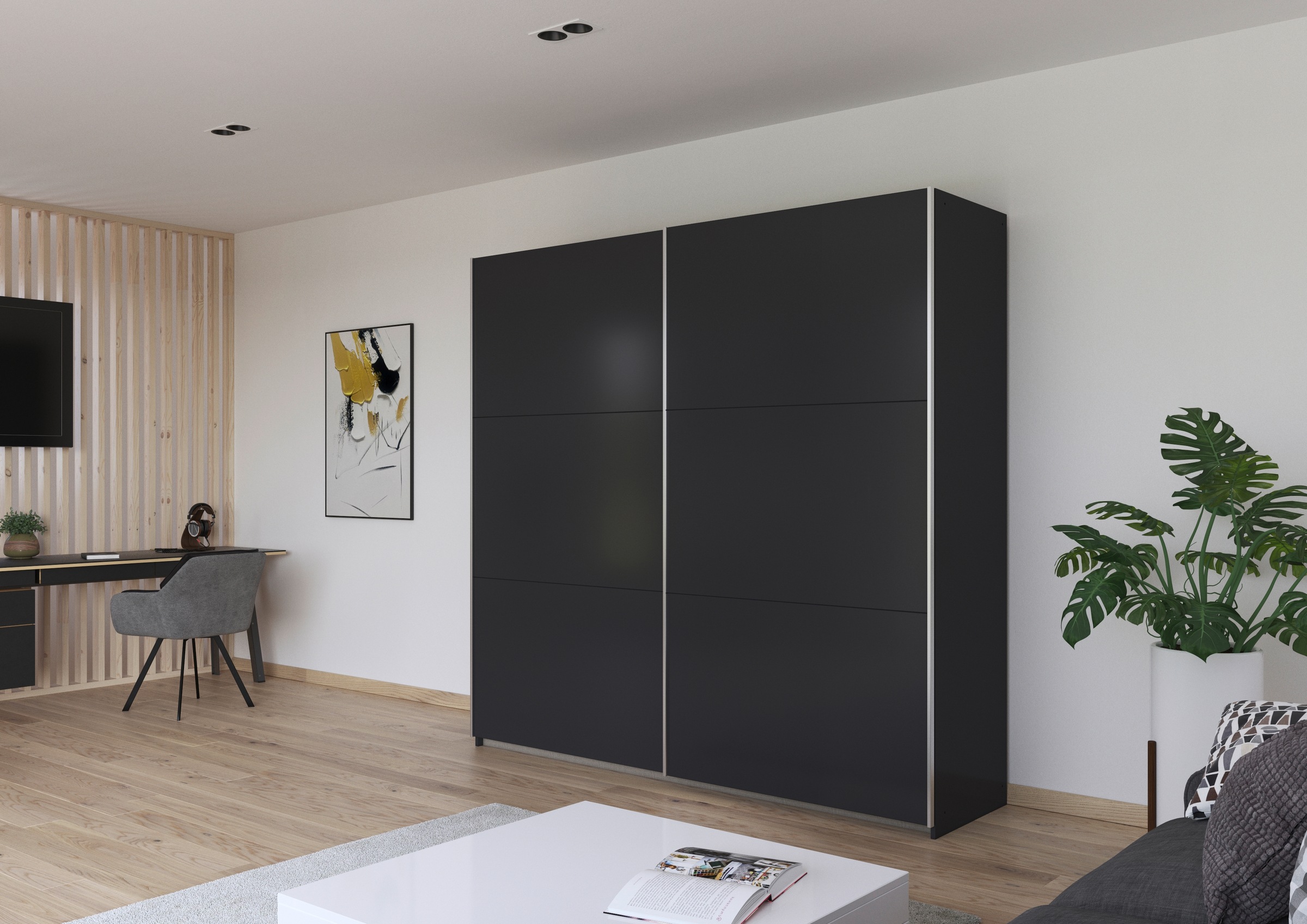 rauch Schwebetürenschrank »Kleiderschrank Drehtürenschrank Schrank Garderobe KRONACH TOPSELLER« in 3 Ausstattungen BASIC/CLASSIC/PREMIUM, Breiten 131/175/218/261 cm,  optional ohne, mit 1 oder 2 Spiegel, viel Stauraum MADE IN GERMANY