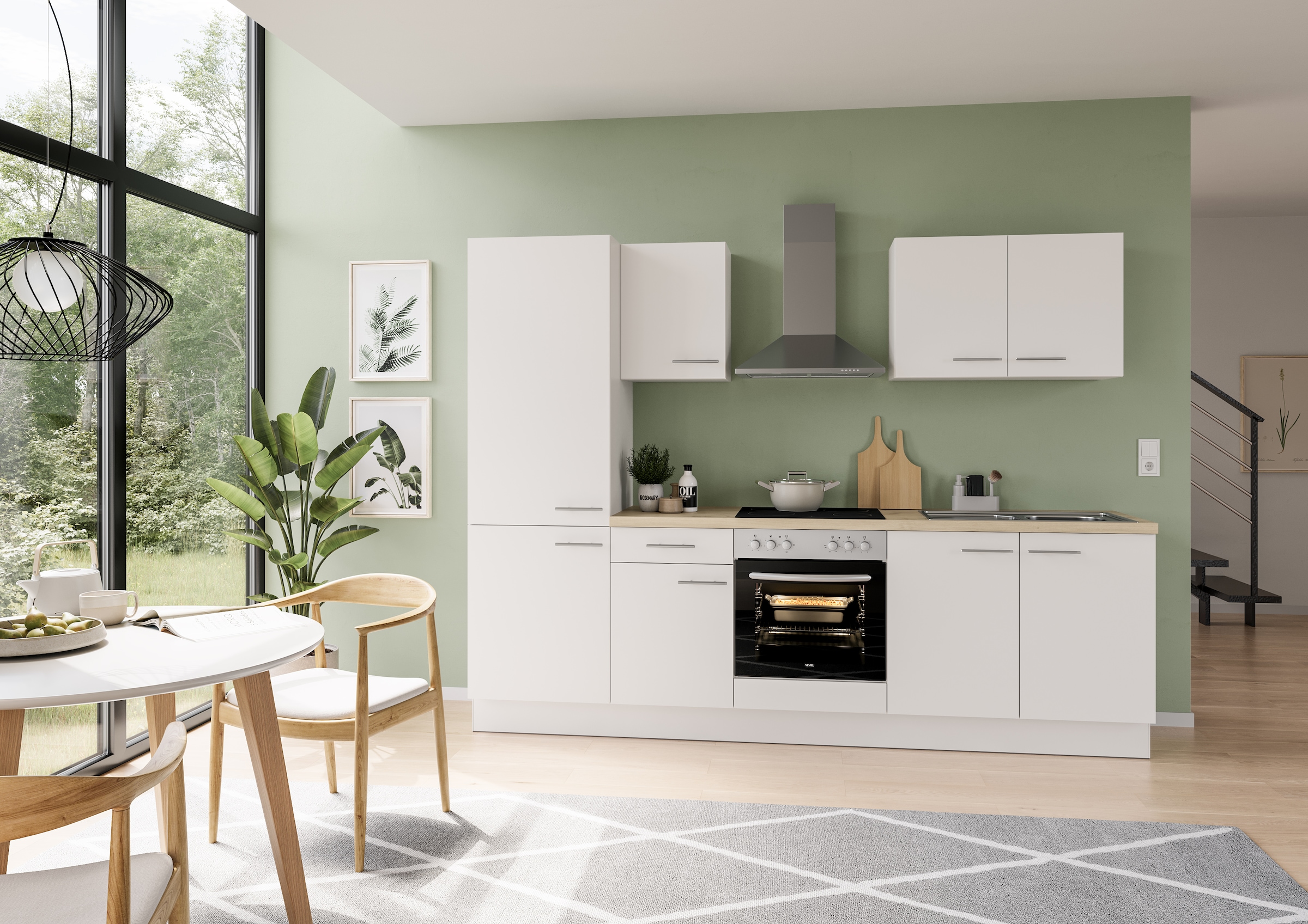 IMPULS KÜCHEN Küchenzeile »"Tirana", Ausrichtung wählbar, Schubkästen mit Soft-Close«, vormontiert, wahlweise mit E-Geräten, mit Vollauszug, Breite 270 cm