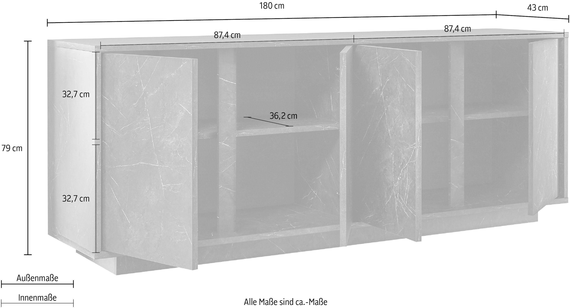 INOSIGN Sideboard »Carrara«, grifflos