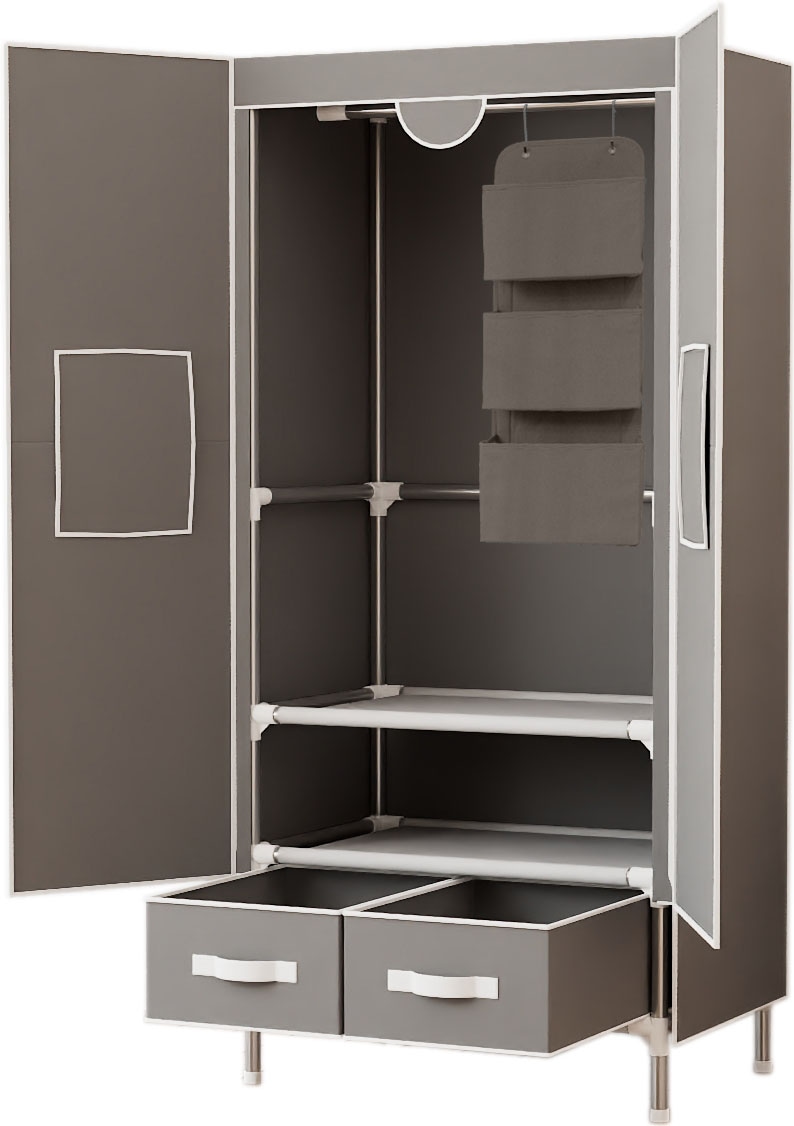 INOSIGN Kleiderschrank »Stockholm Stoffkleiderschrank Bestseller in diversen Ausführungen«, (Stabiler Schrank mit Türen und Schubladen in vielen Breiten), Schlafzimmer Garderobe Schrank Stoffkleiderschrank mit viel Stauraum