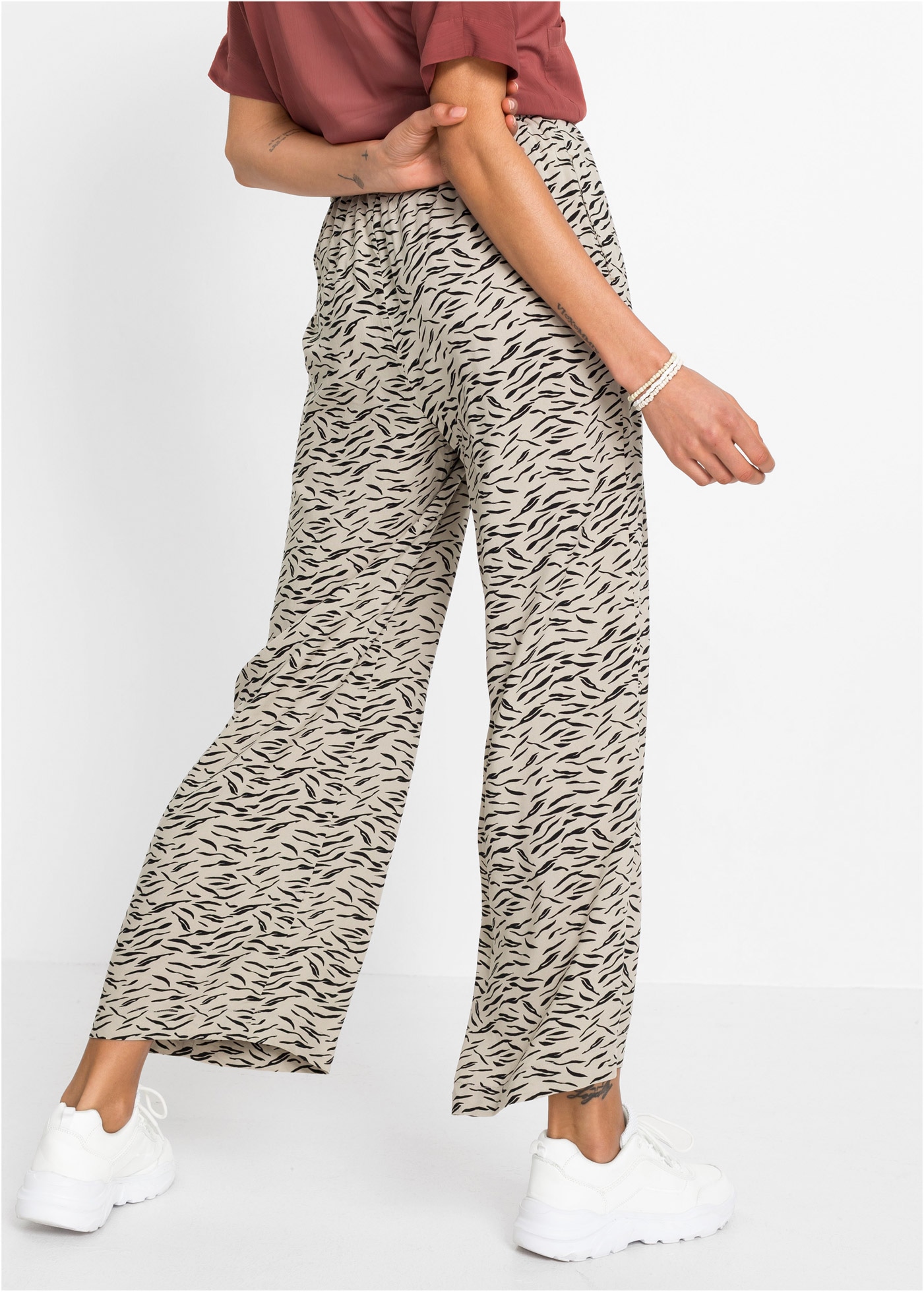 bonprix Palazzohose  aus Viskose, lockere Passform, weiter Bein, casual Stil