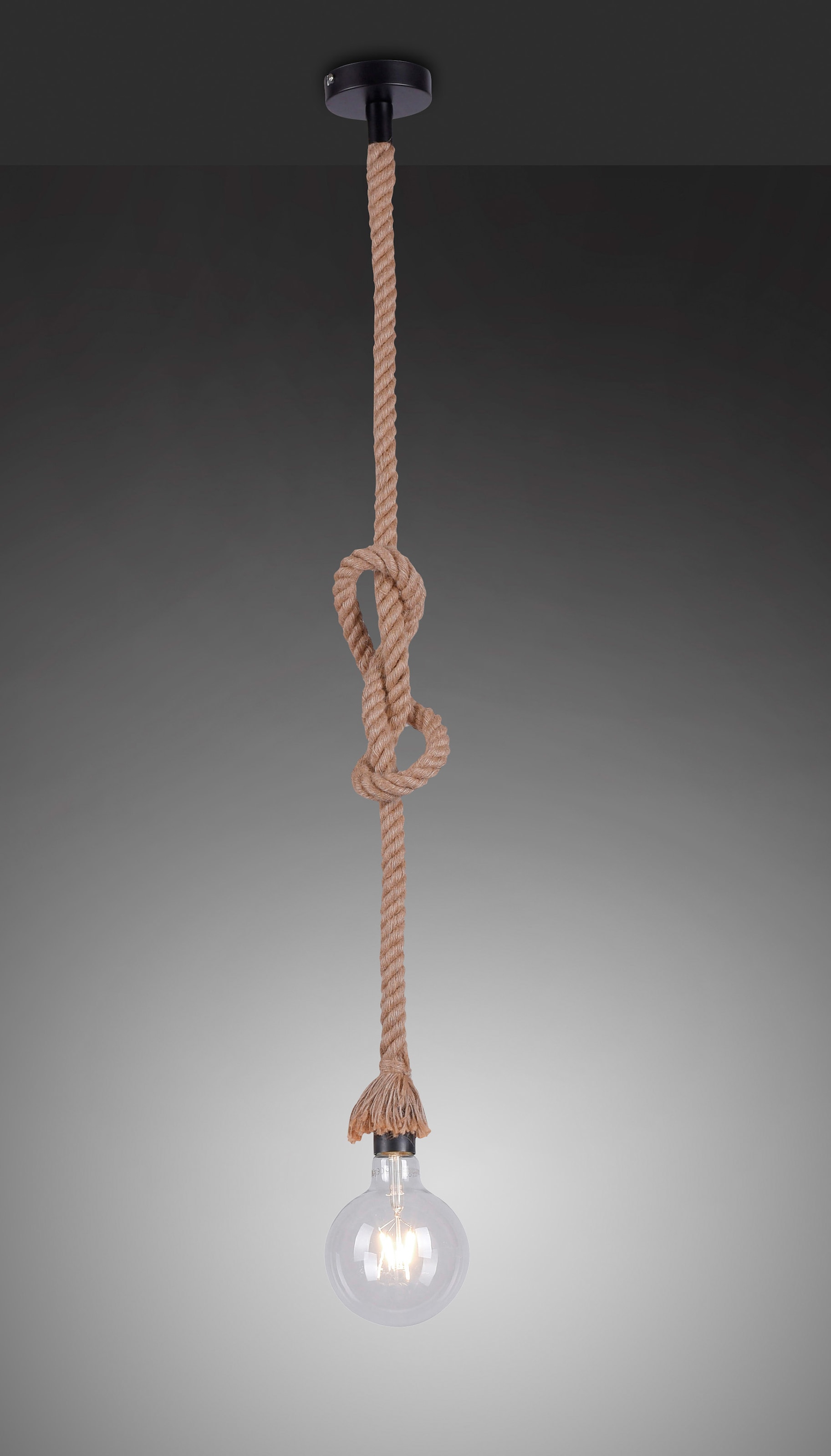 JUST LIGHT Pendelleuchte »ROPE«, 1 flammig, Leuchtmittel E27 | ohne Leuchtmittel, Hängeleuchte, Hängelampe