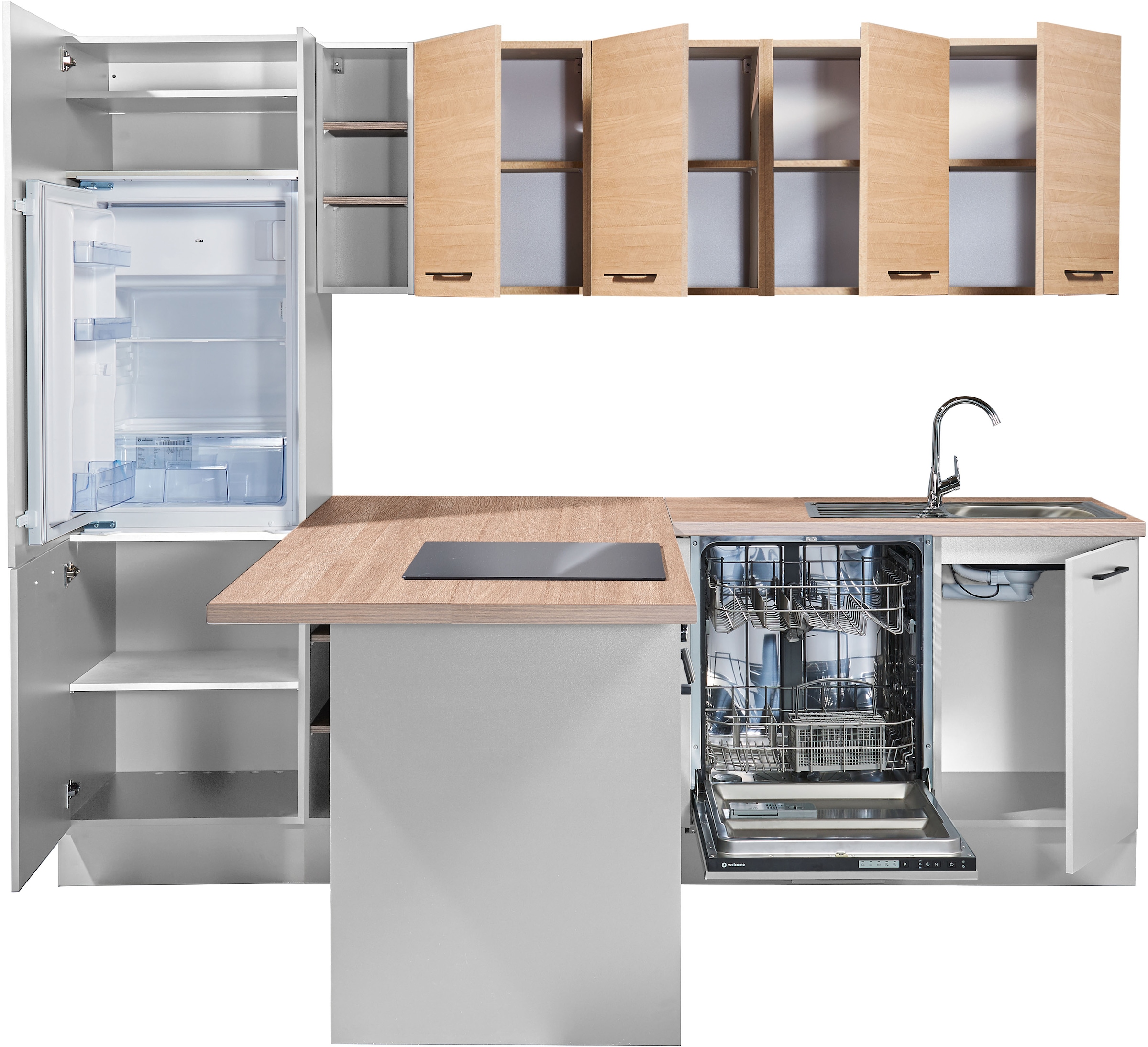 BASIC by Balculina Küchenzeile »Girona B/H/T 265x211x200 cm« Breite 265cm, wahlweise mit E-Geräte, Softclose