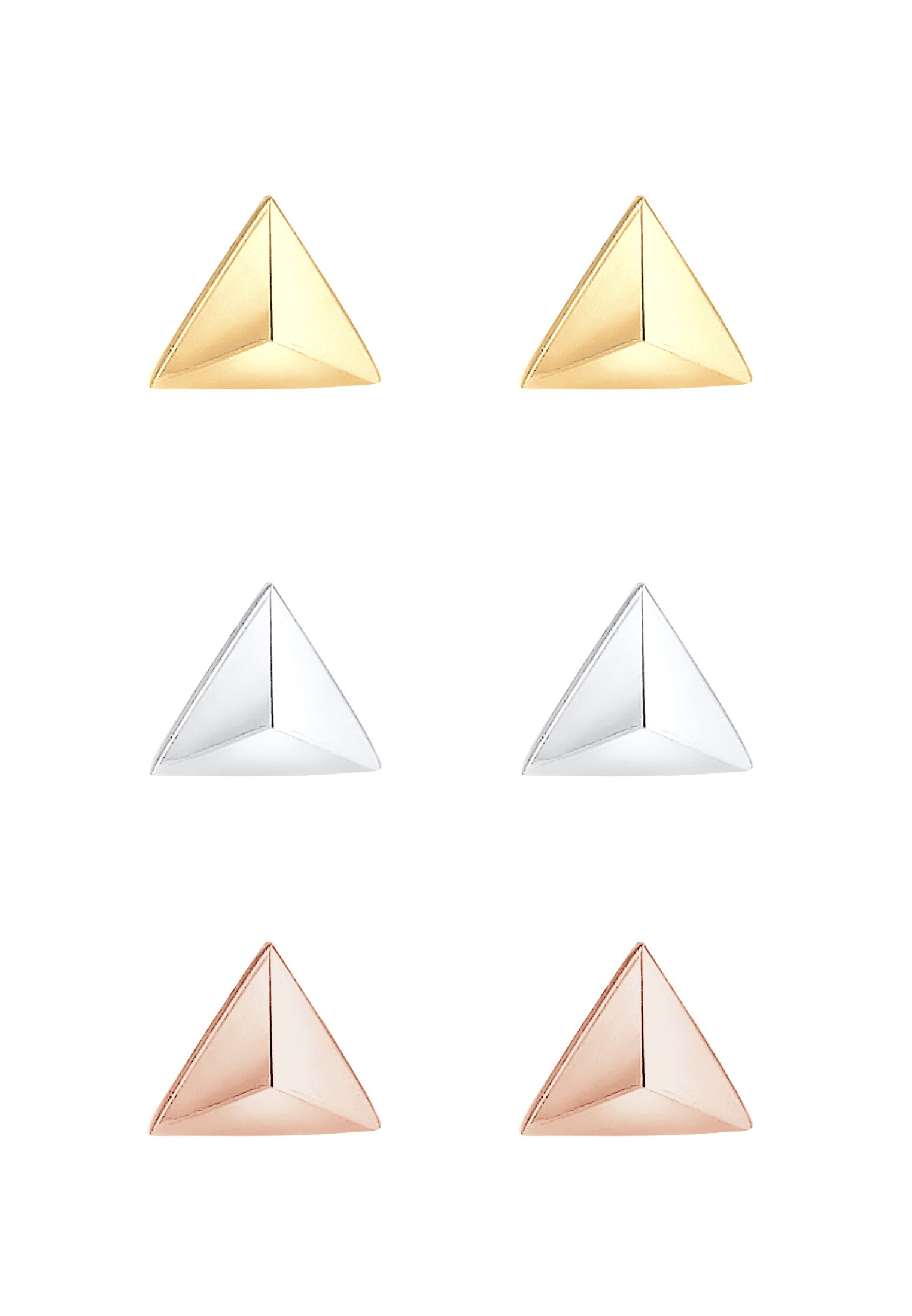 Elli Ohrring-Set »3er Set Dreieck Geo Tricolor Minimal 925 Silber«