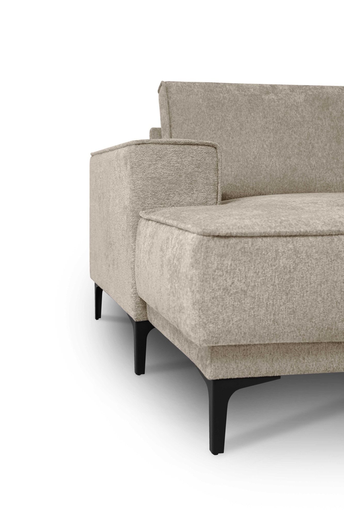Places of Style Wohnlandschaft »XXL Sofa Oland, Struktur, Flachgewebe, Luxus-Microfaser, Boucle«, U-Form, 342 cm, Wellenunterfederung, Skandi-Design, Metallfüße