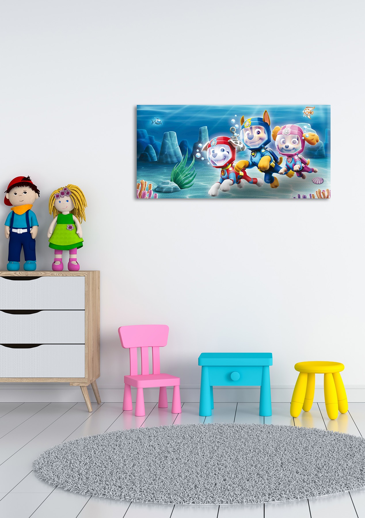 Bönninghoff Leinwandbild »Wandbild PAW PATROL – SEA 33x70 cm – Leinwandbild Keilrahmen Deko« Hunde | Paw Patrol | Unterwasserwelt 1 Stk. tlg. auf Keilrahmen gespannt