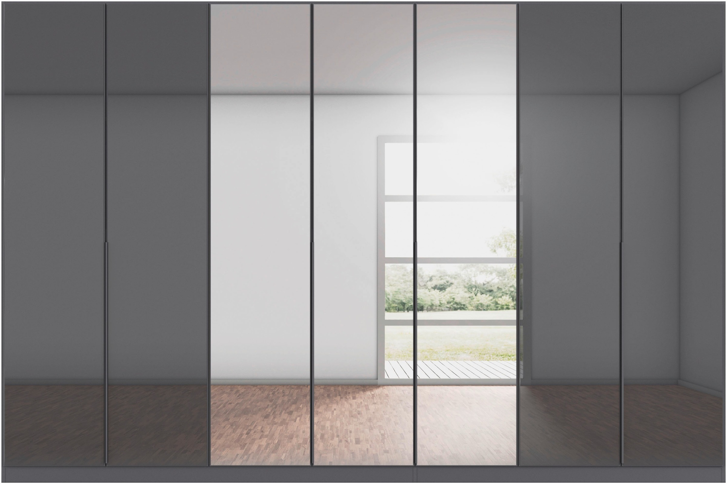 rauch Drehtürenschrank »Kleiderschrank Kleiderschränke Schrank Garderobe AGORDO mit Glasfront«, (in zwei Griff-Farben), durchdachte Innenausstattung, in 6 Breiten und 2 Höhen MADE IN GERMANY