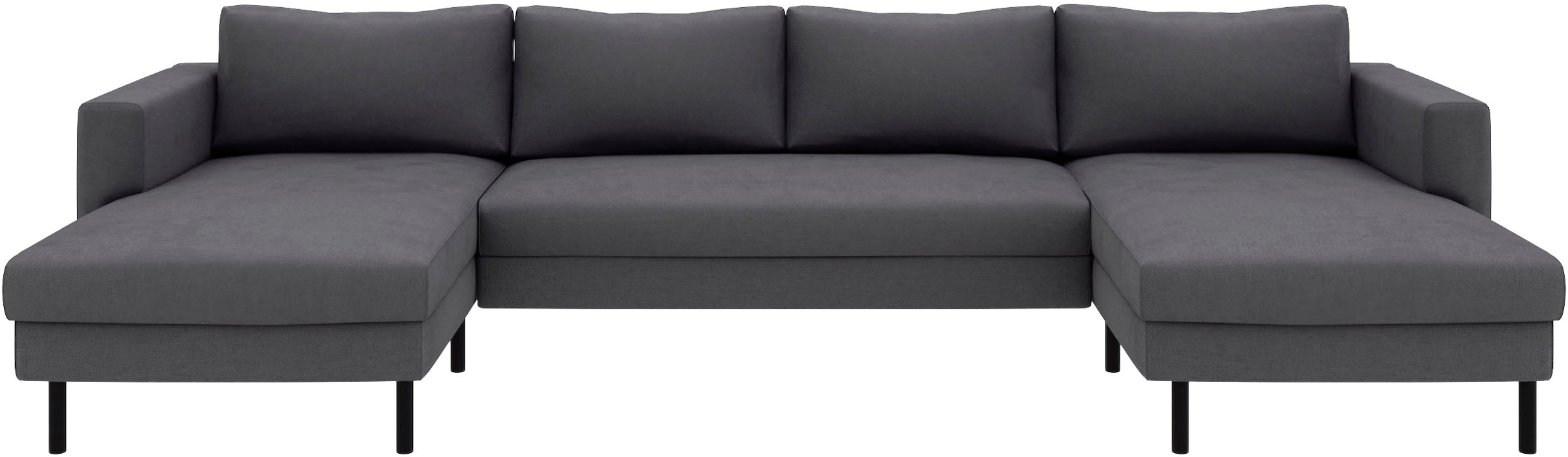 TRENDMANUFAKTUR Wohnlandschaft »Amazing II, wahlw. mit Schlaffunktion & Bettkasten, Fuß schwarz« Sofa in U-Form, in Cord, Struktur LEO o. Struktur LINO, Breite 305 cm