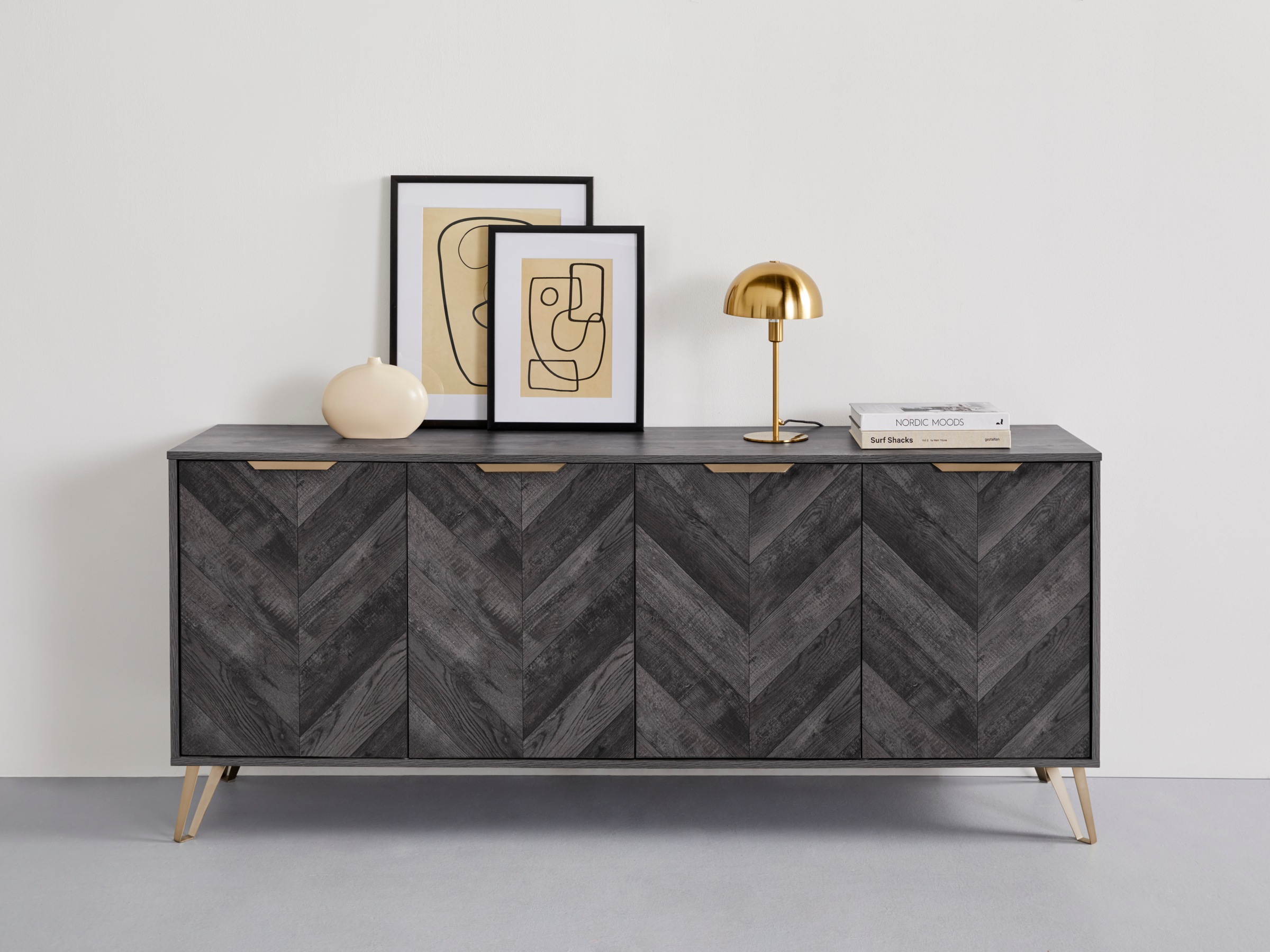 Leonique Sideboard »Nanterie«, Kommode mit Fischgrätenmuster, Breite 176,5 cm