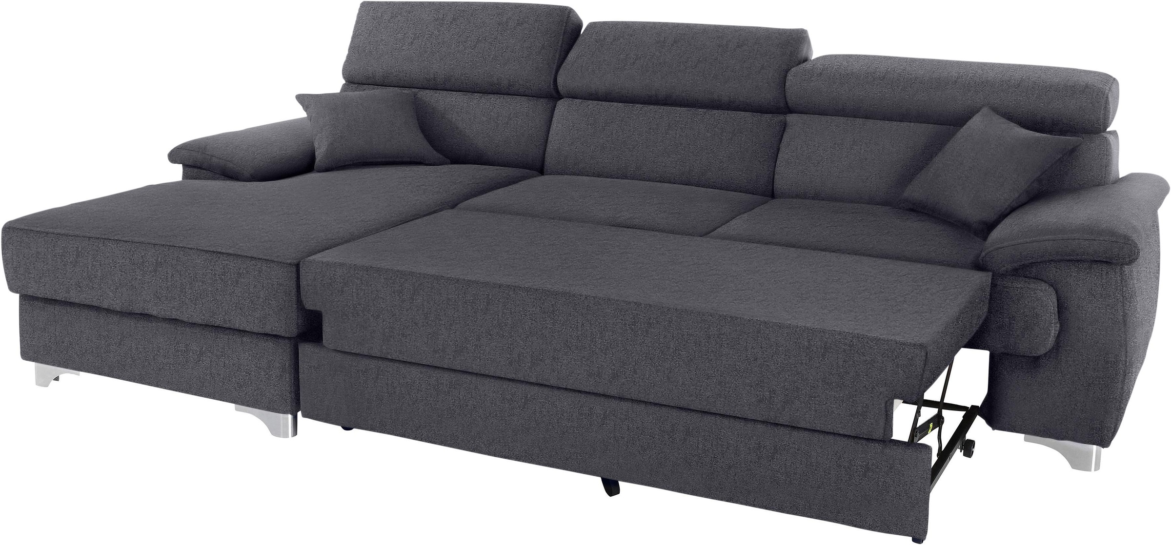 DOMO collection Ecksofa »Mira, inklusive Kopfteilverstellung für mehr Wohlfühlkomfort, L-Form«, wahlweise mit Bettfunktion und Bettkasten, elegant und modern