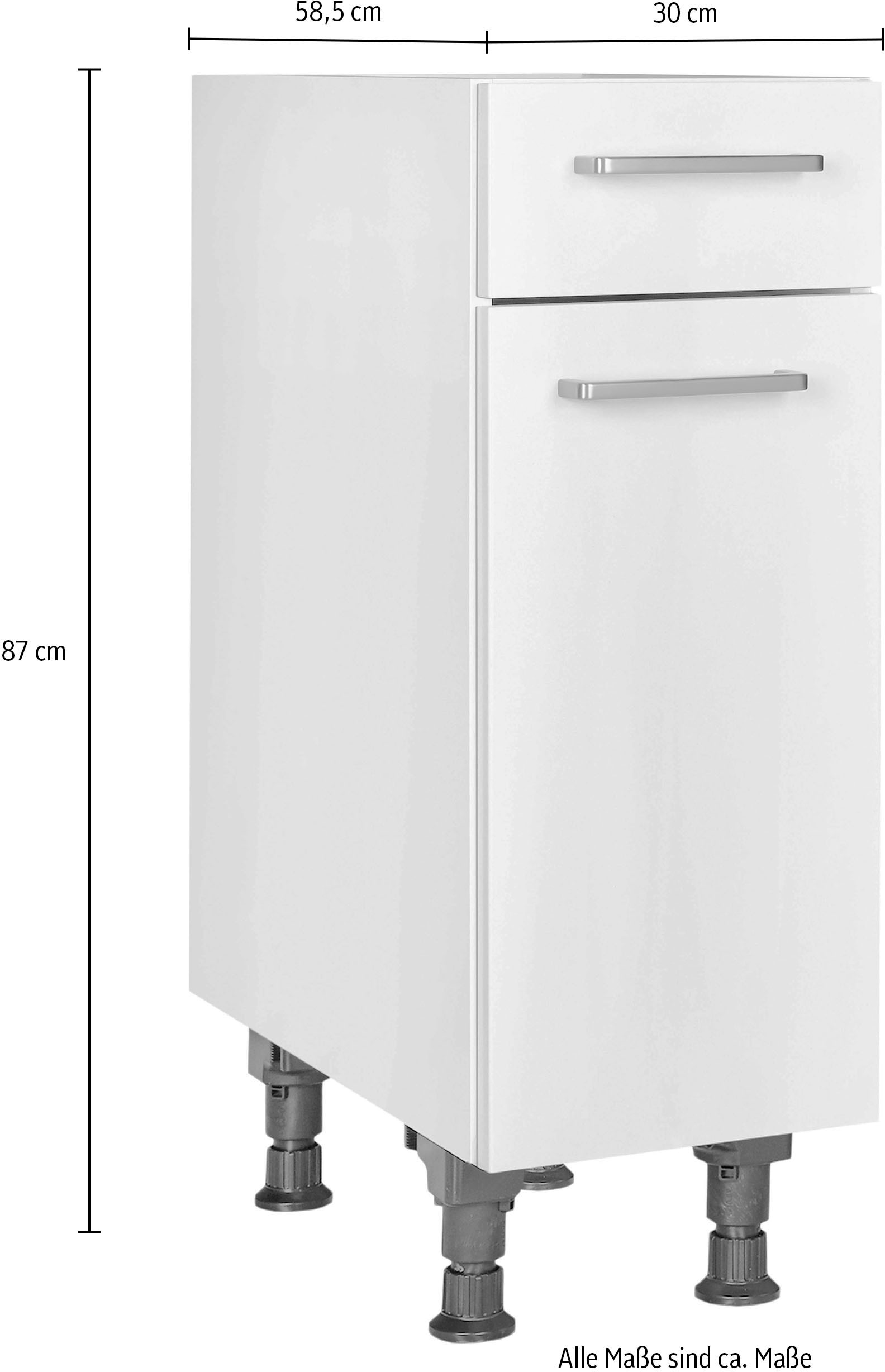 nobilia® Unterschrank »"Touch", Ausrichtung wählbar, vormontiert, in den Breiten 30, 45 und« 60 cm Breite, mit höhenverstellbaren Sockelfüßen, vormontiert